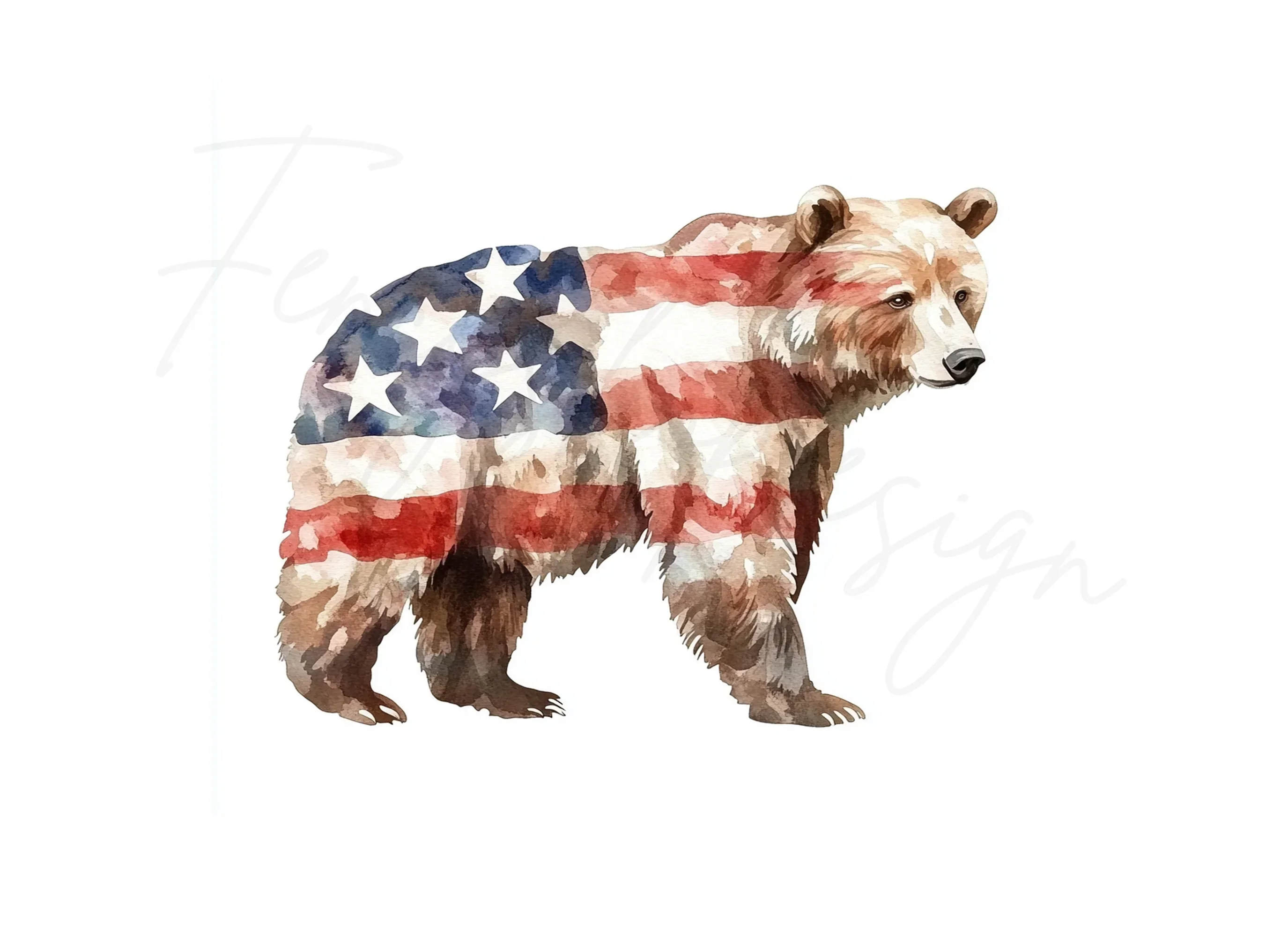 American Flag Bear Clipart Bundle - Image 3