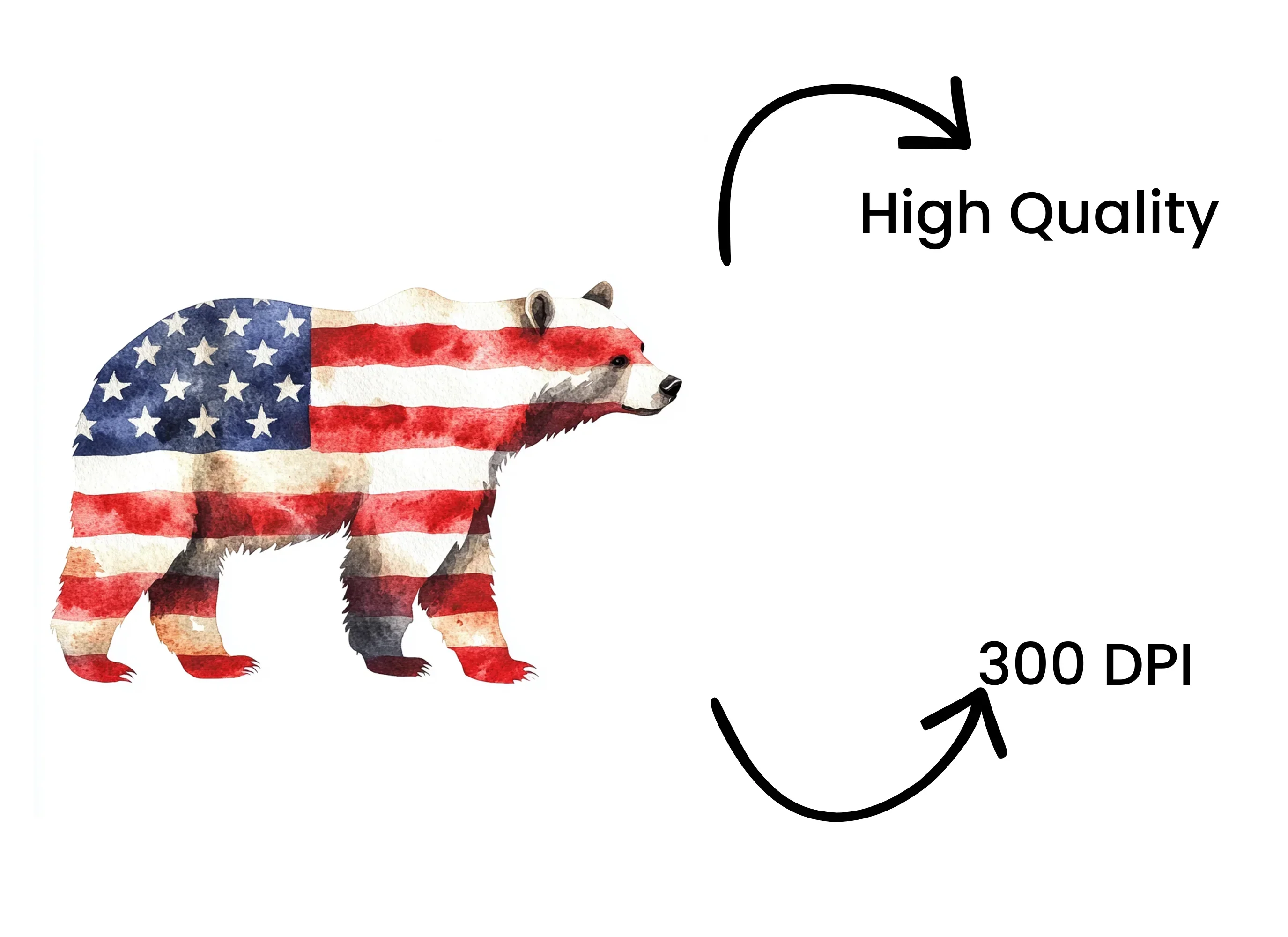 American Flag Bear Clipart Bundle - Image 4