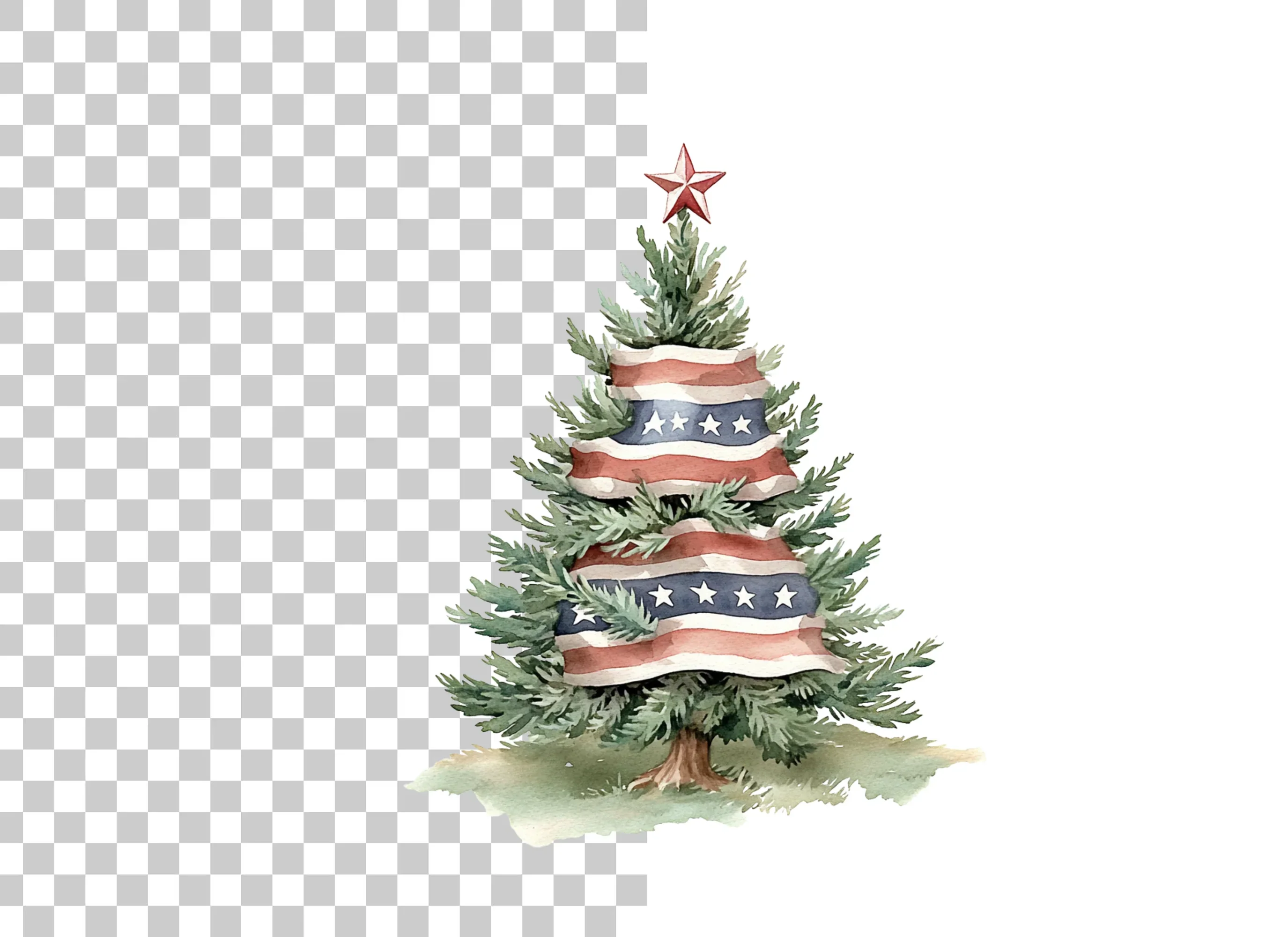 American Flag Christmas Tree Clipart Bundle - Image 2