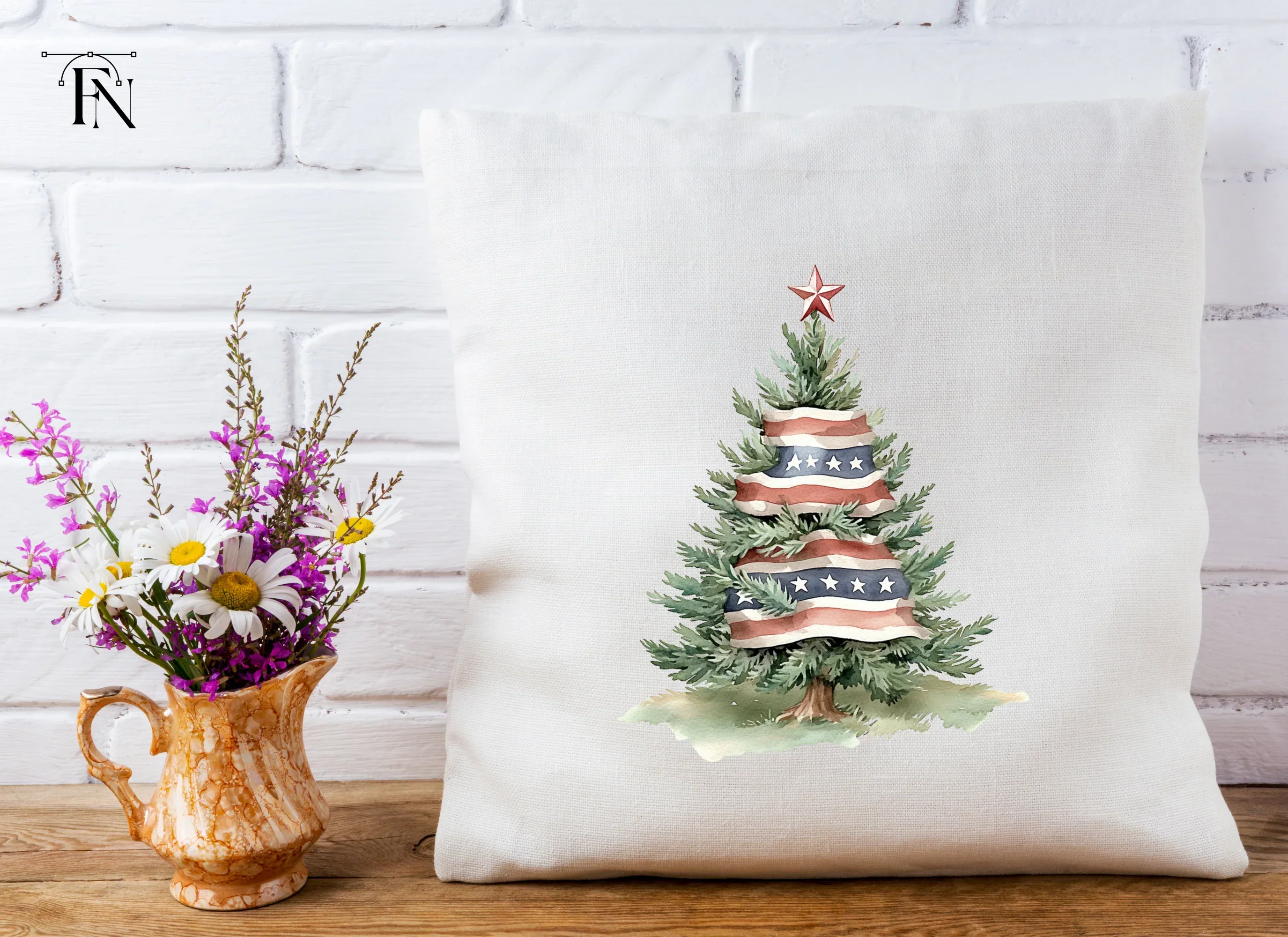 American Flag Christmas Tree Clipart Bundle - Image 5