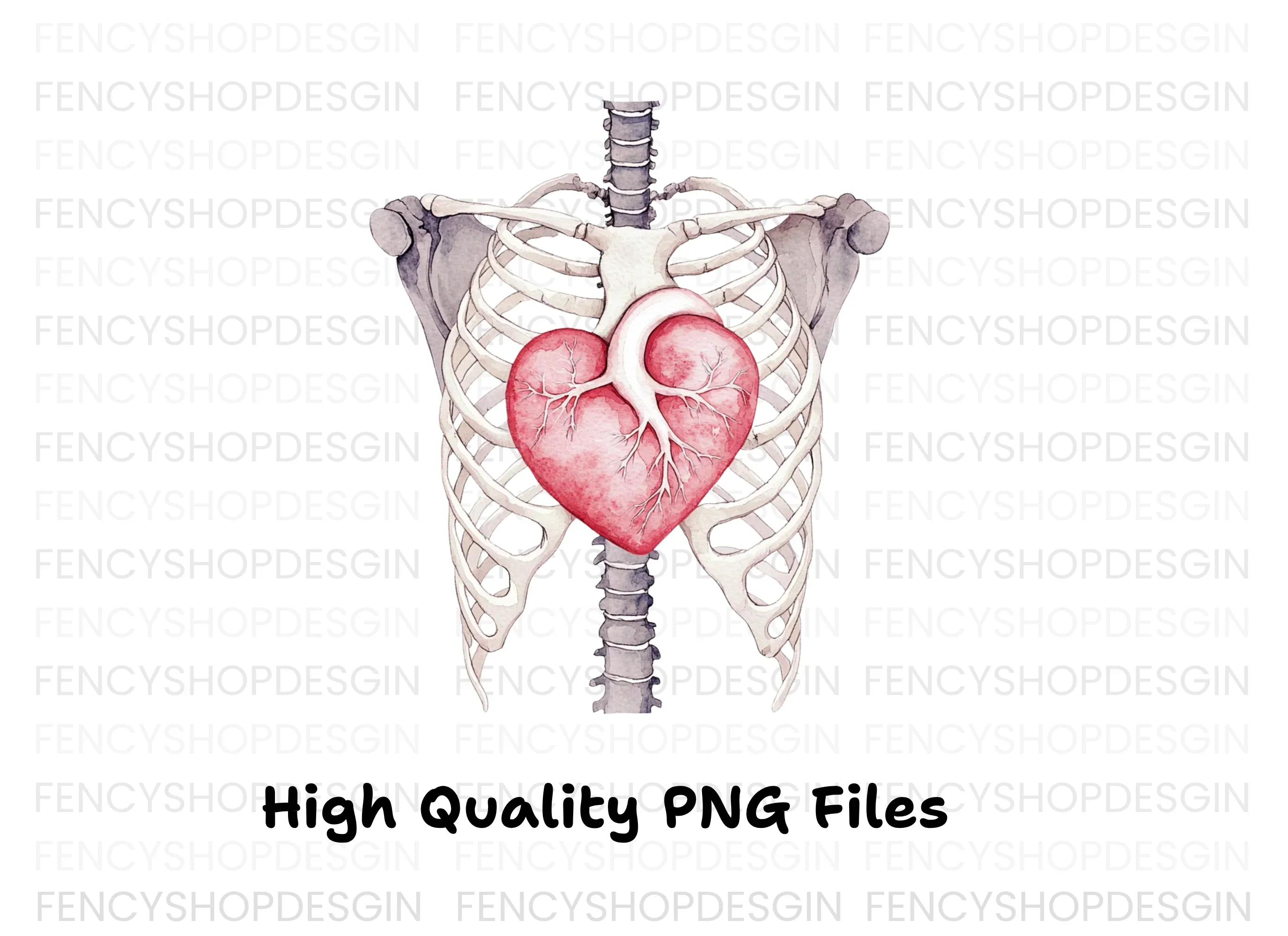 Anatomical Heart and Ribcage Clipart Bundle - Image 2