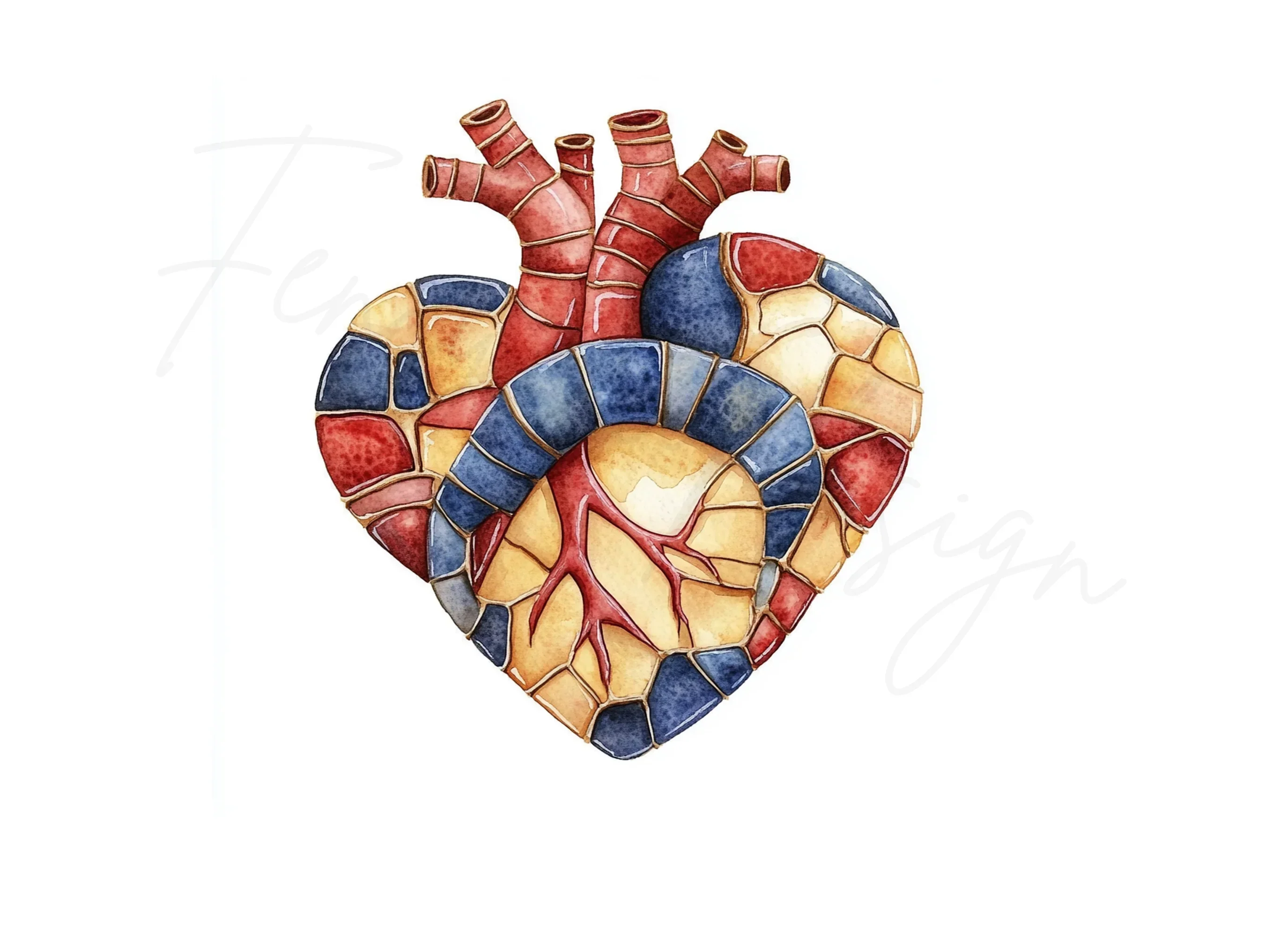 Anatomical Stained Glass Heart Clipart Bundle - Image 2