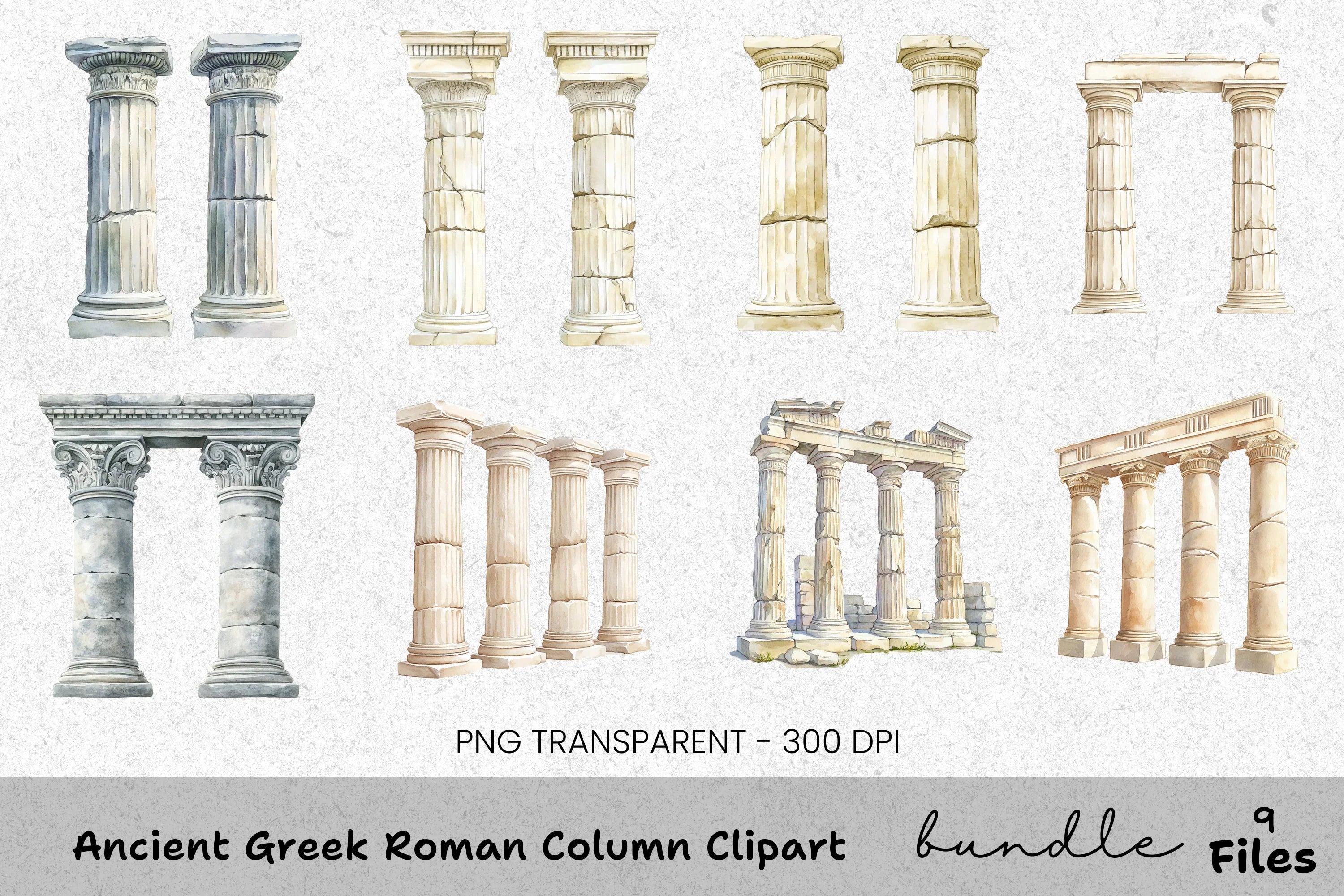 Ancient Greek Roman Column Clipart Bundle