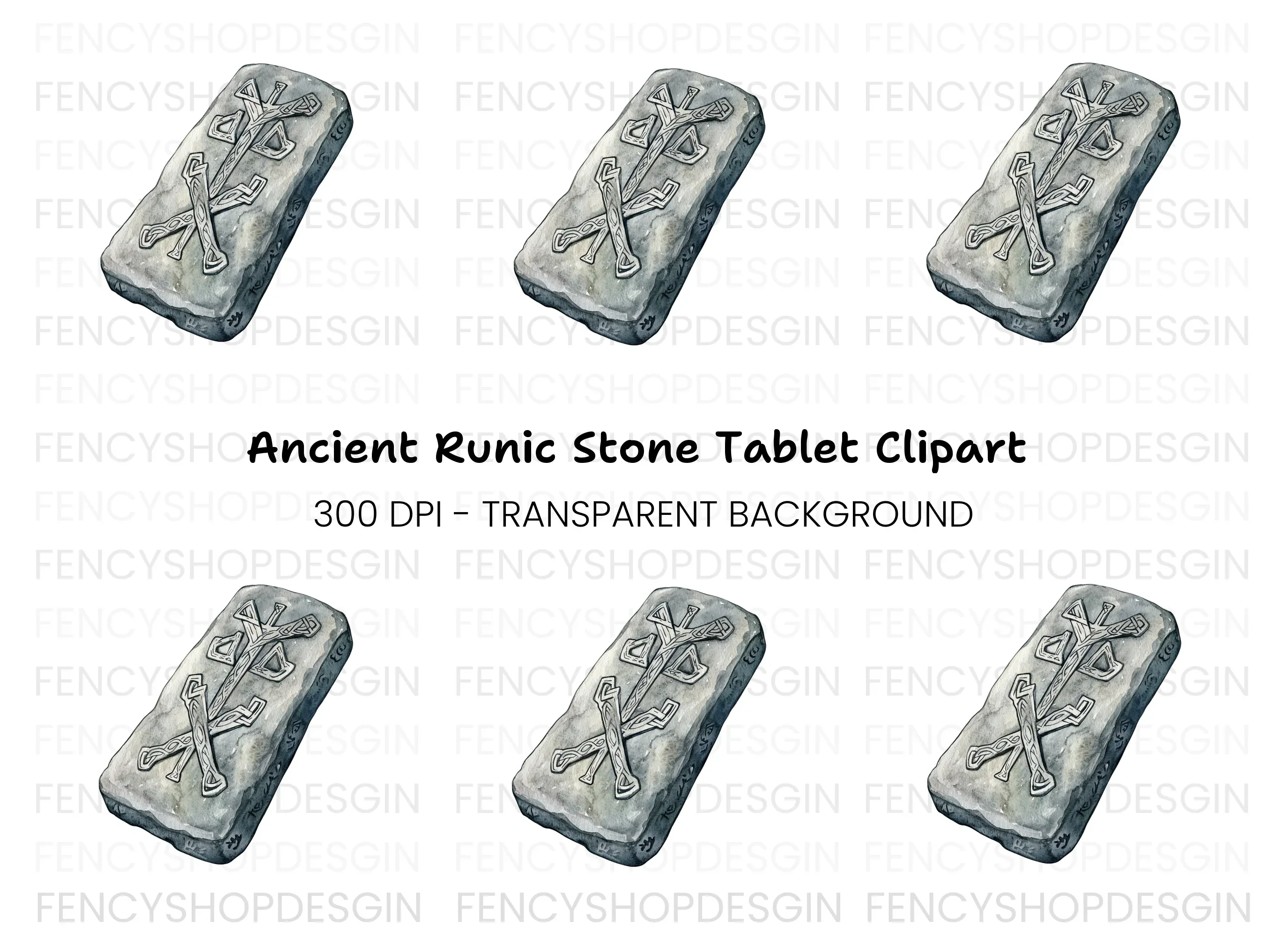 Ancient Rune Stone Clipart Bundle