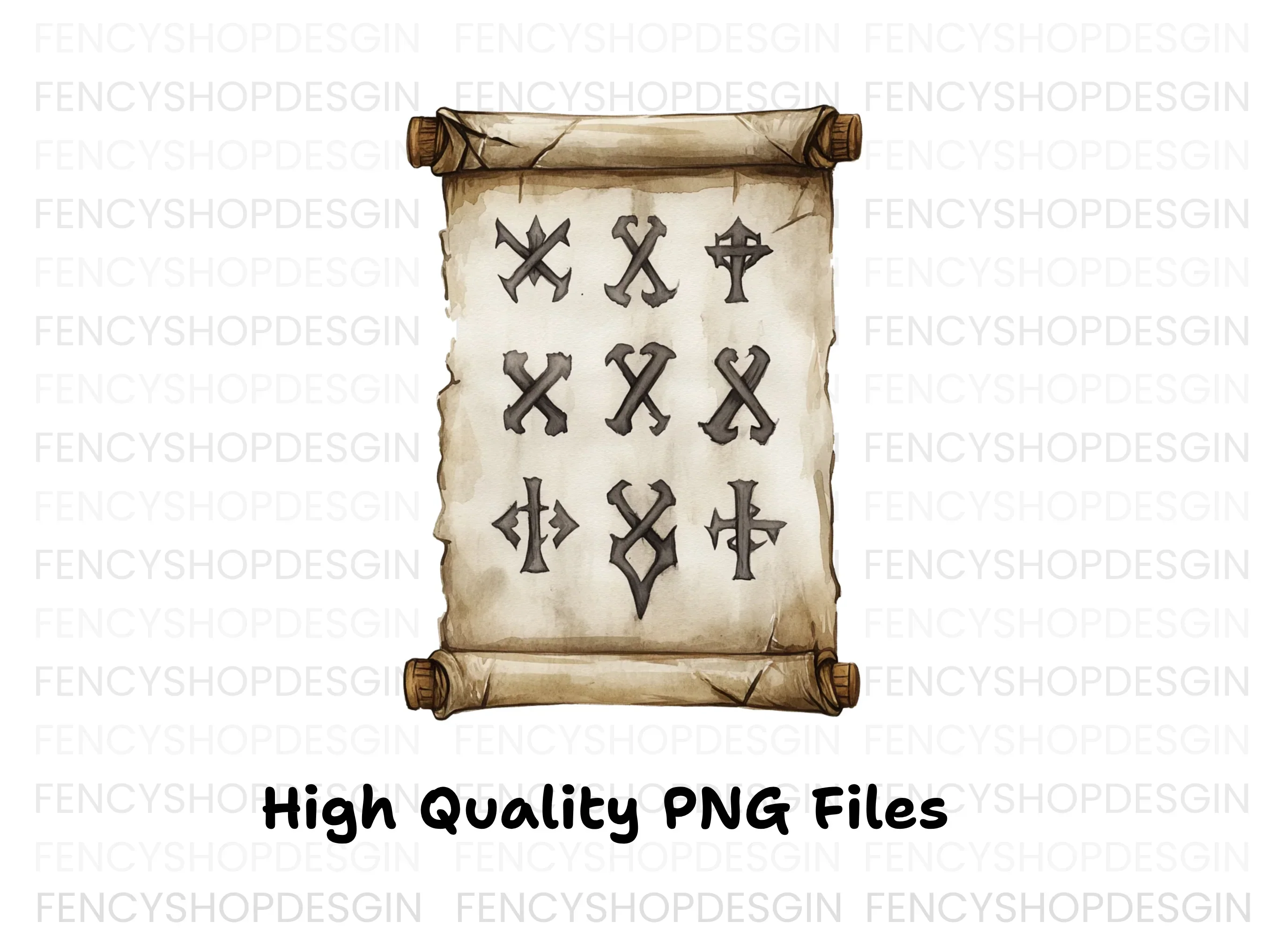 Ancient Scroll Mysterious Symbols Clipart Bundle - Image 3