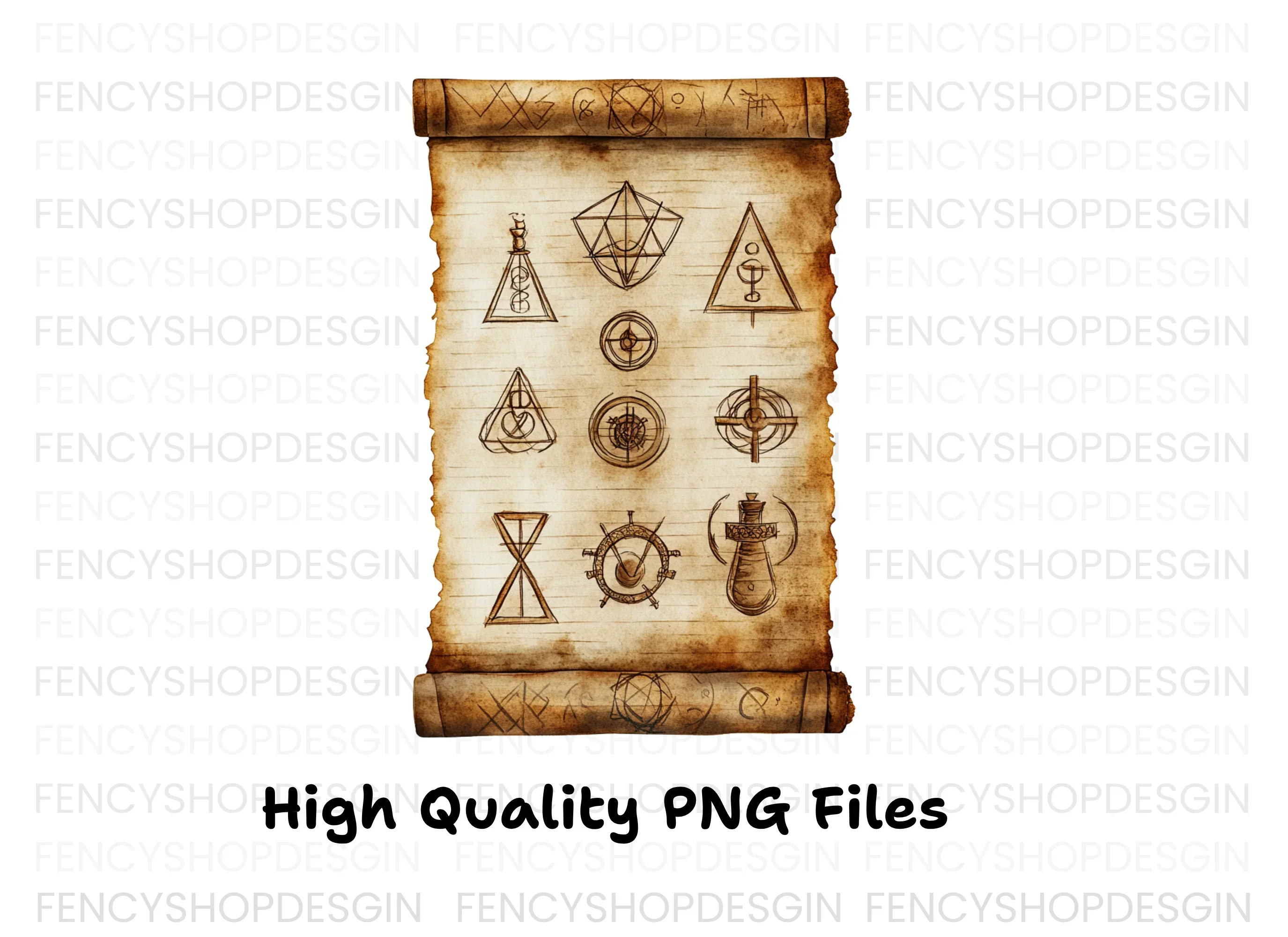 Ancient Scroll Mystic Symbols Clipart Bundle - Image 3