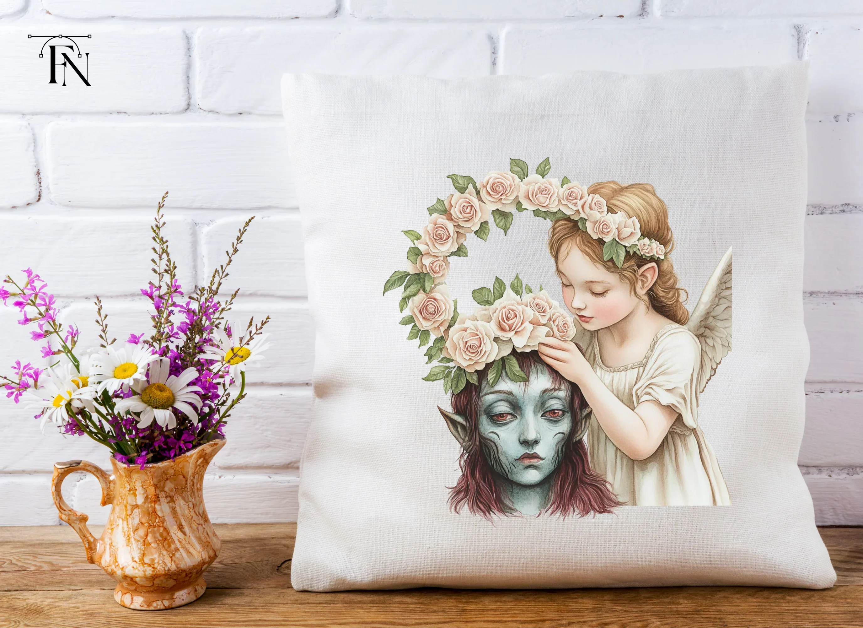 Angel and Elf with Flower Crown Clipart Bundle - Image 5