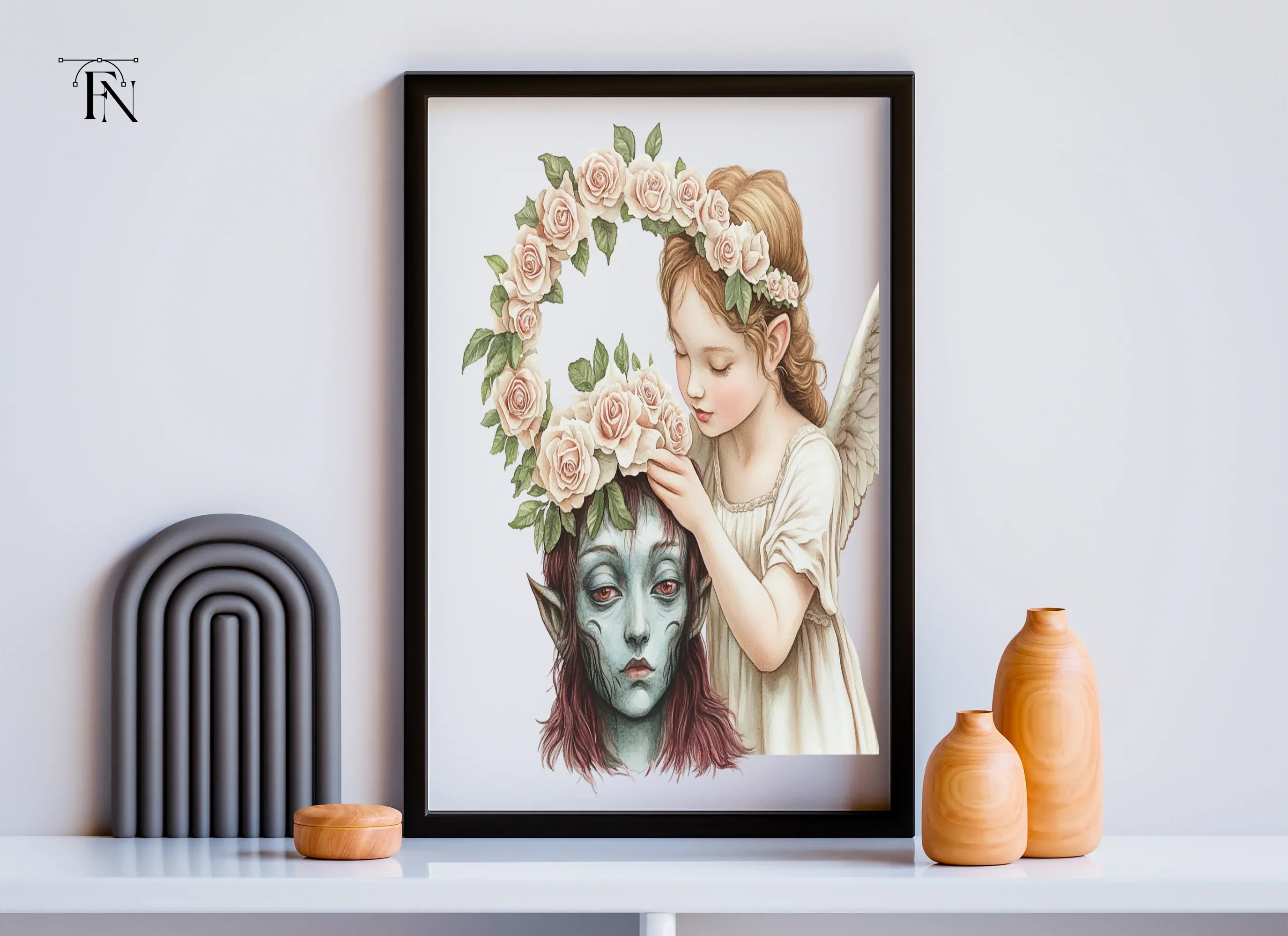 Angel and Elf with Flower Crown Clipart Bundle - Image 6