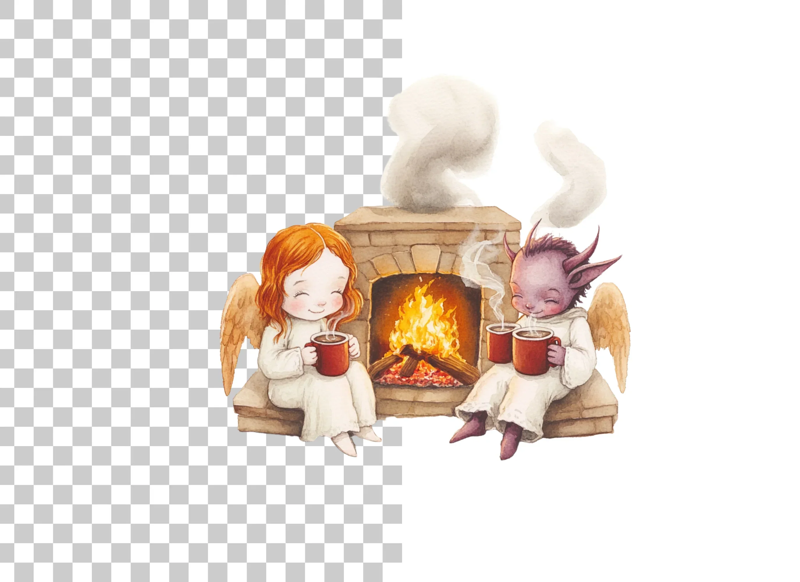 Angels and Demons by Fireplace Clipart Bundle - Image 3