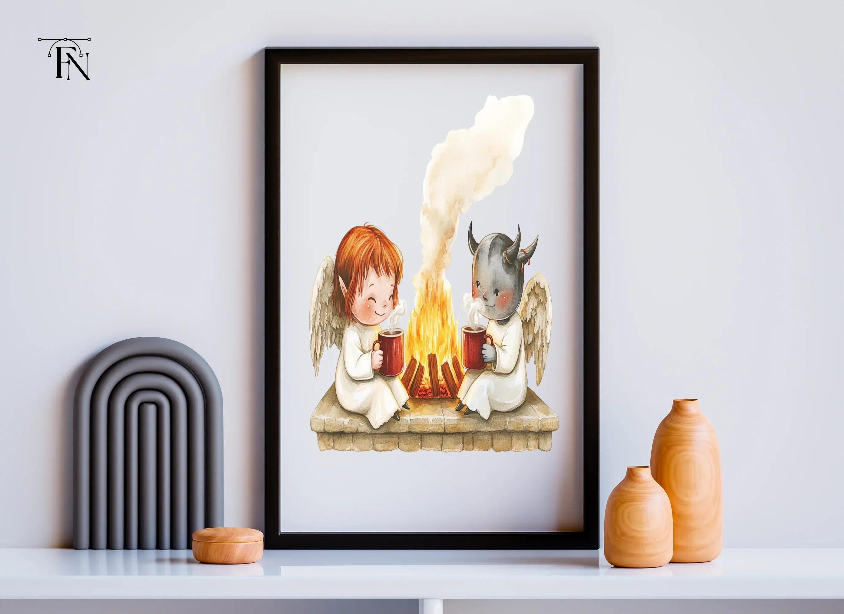 Angels and Demons by Fireplace Clipart Bundle - Image 4