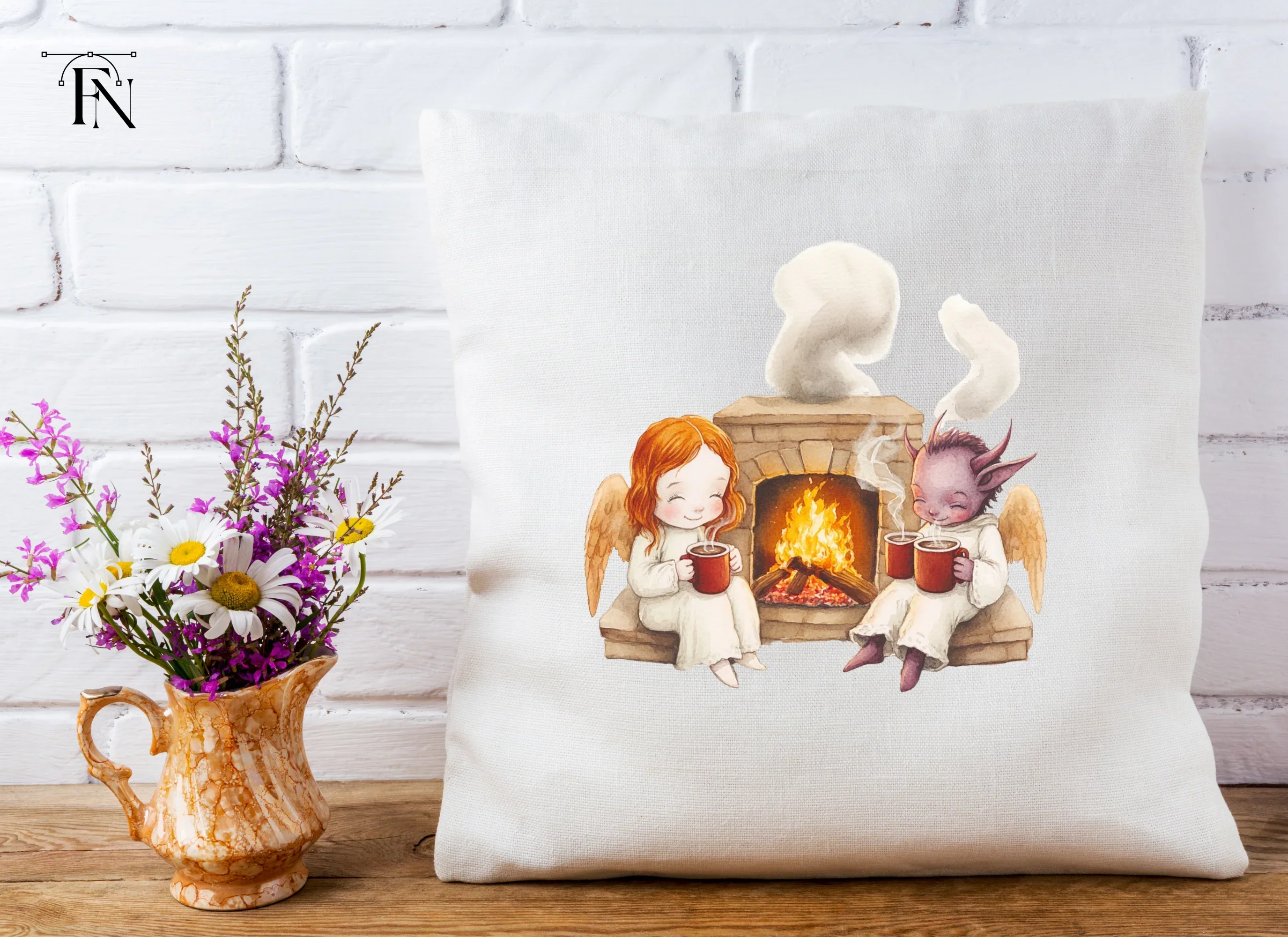 Angels and Demons by Fireplace Clipart Bundle - Image 5