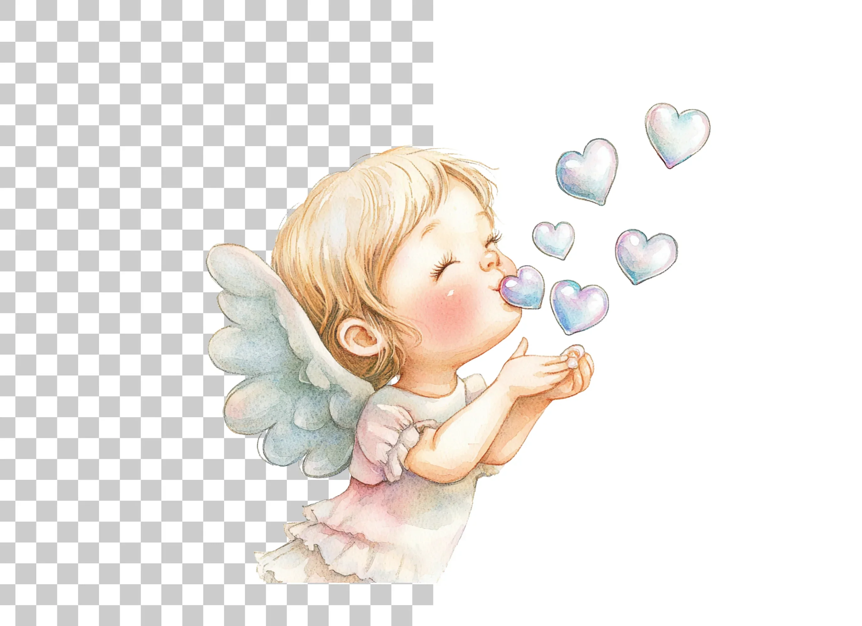 Angels Blowing Heart Bubbles Clipart Bundle - Image 2