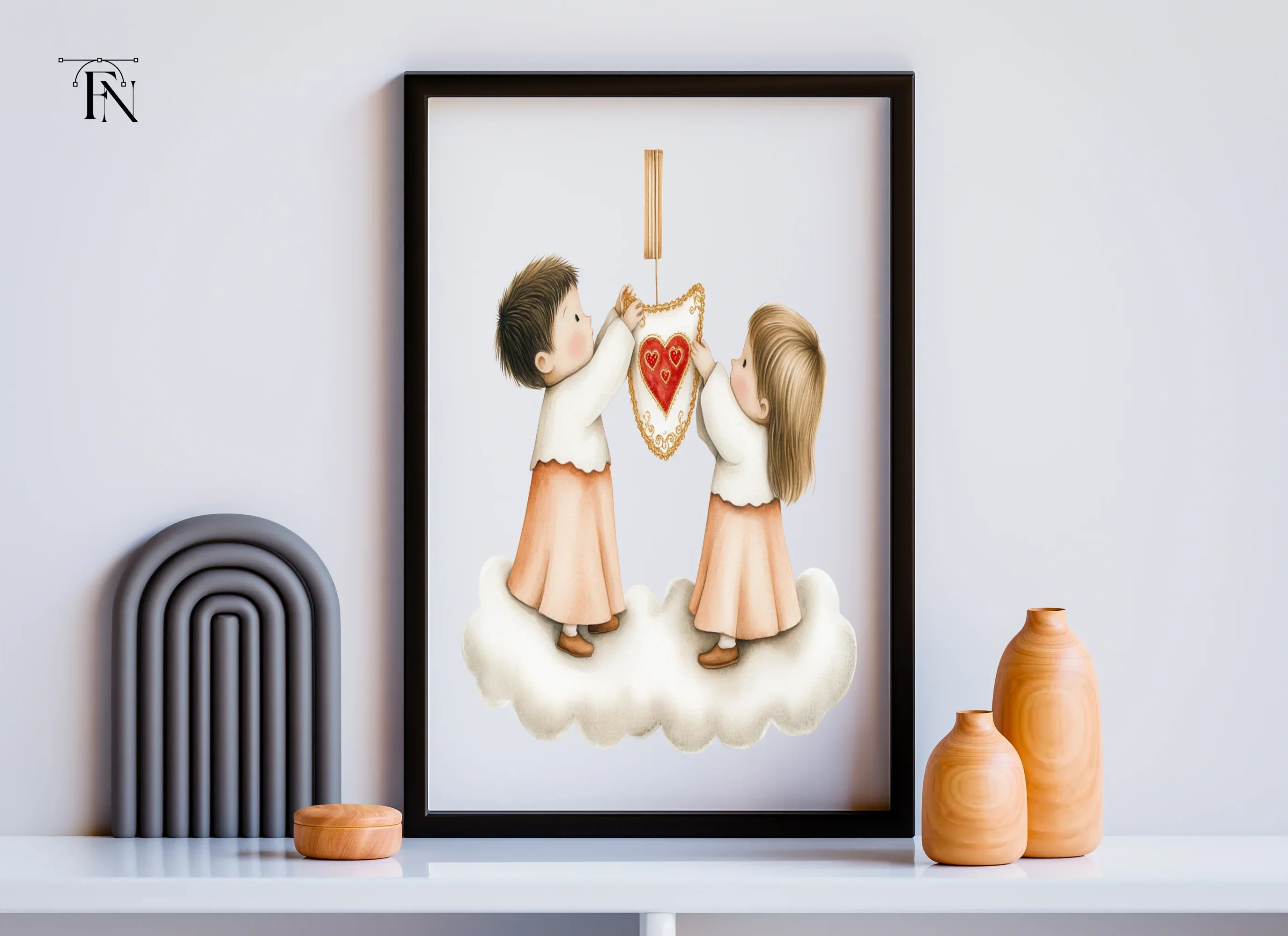 Angels Hanging Hearts Clipart Bundle - Image 6