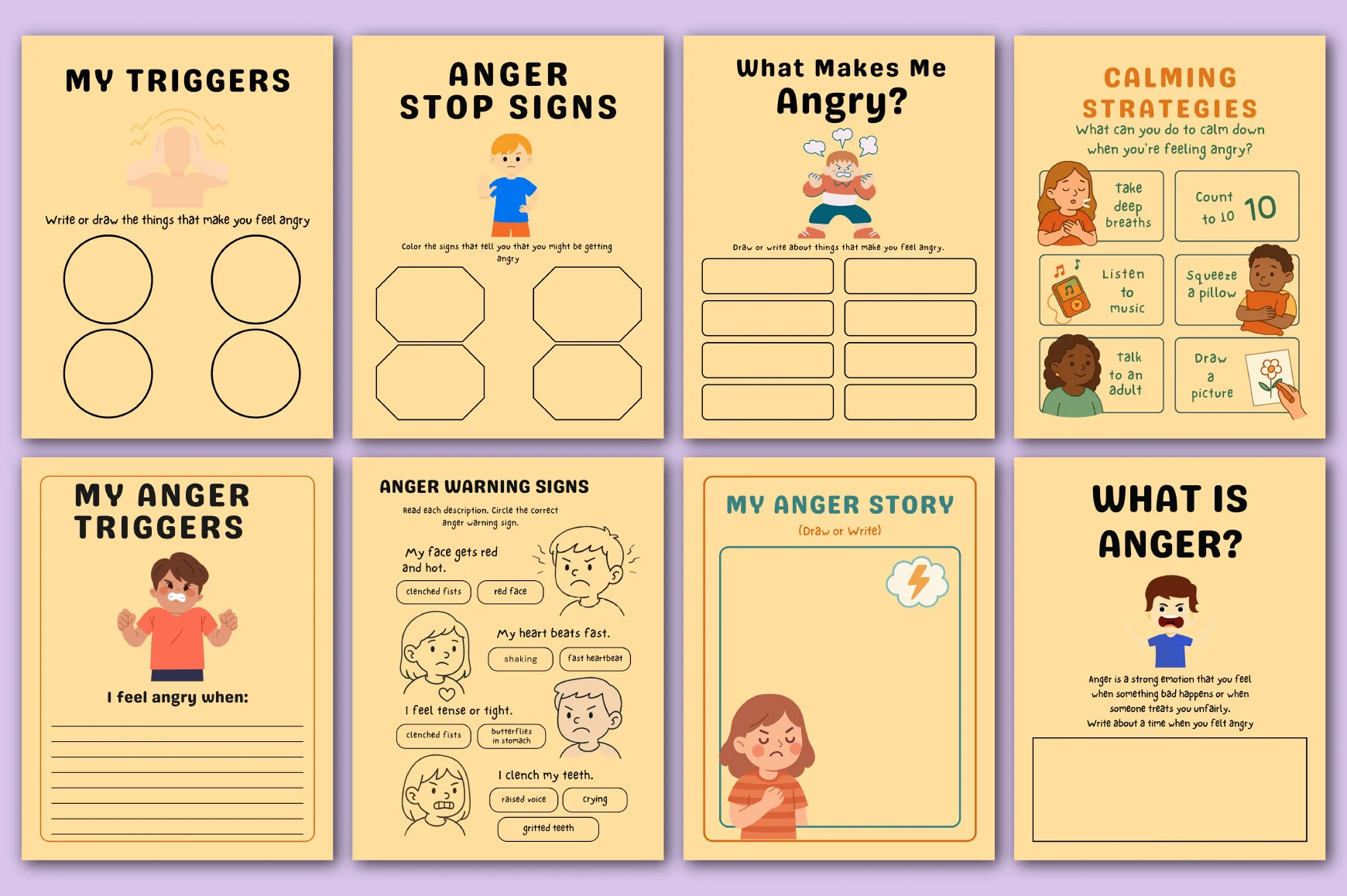 Anger Management Worksheets for Kids Planner - Image 3