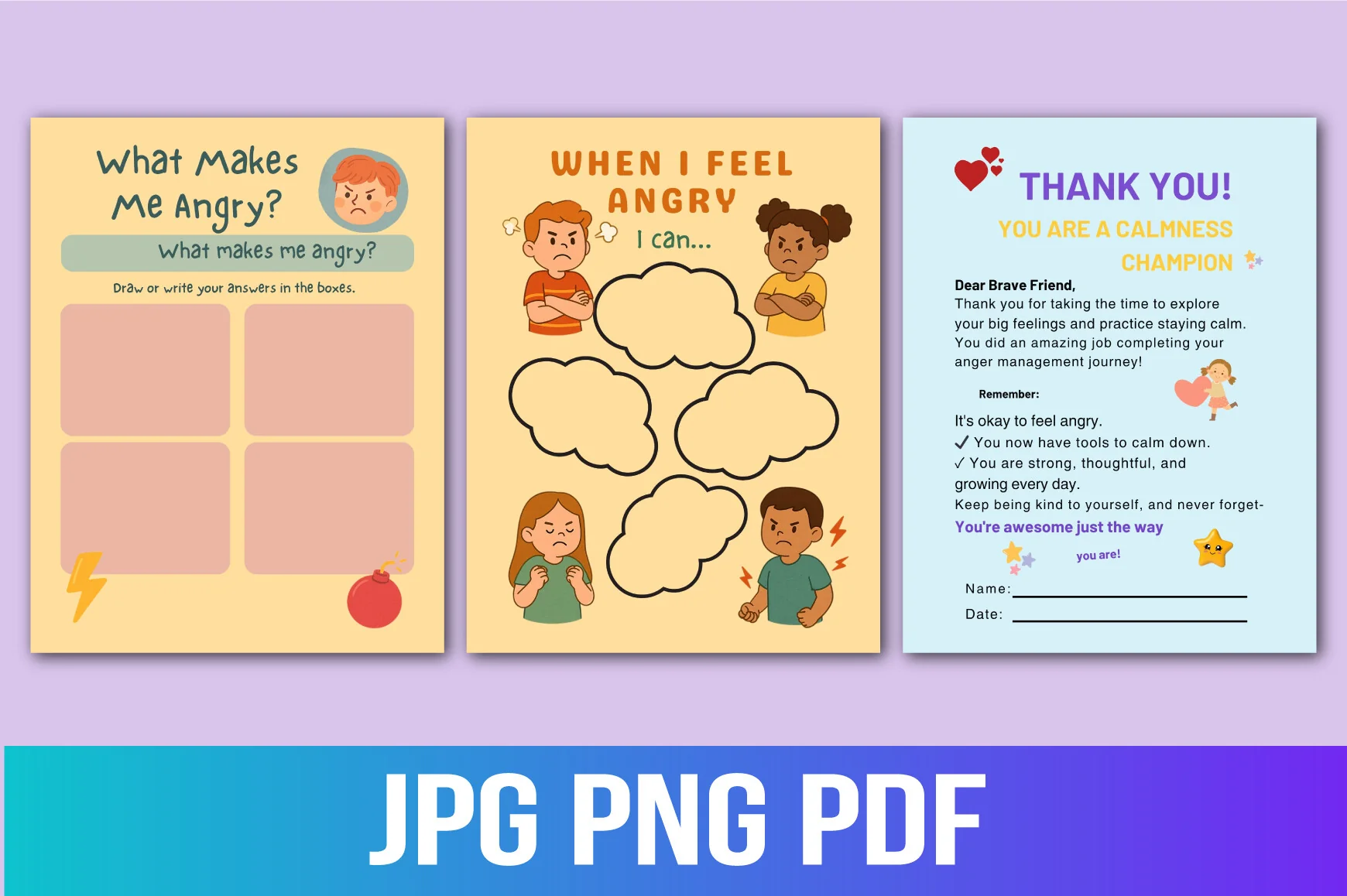 Anger Management Worksheets for Kids Planner - Image 7