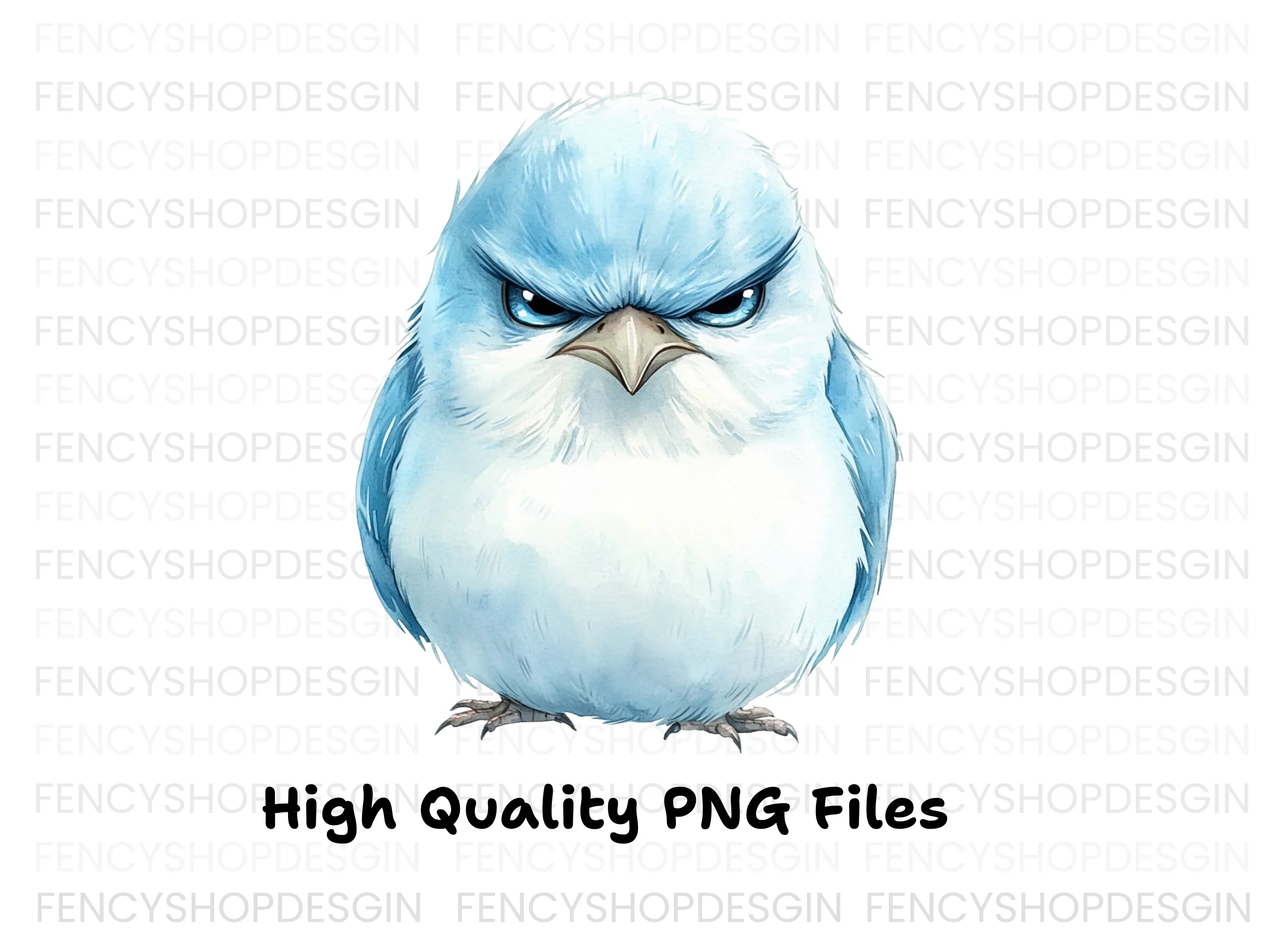 Angry Blue Bird Illustration Clipart Bundle - Image 3