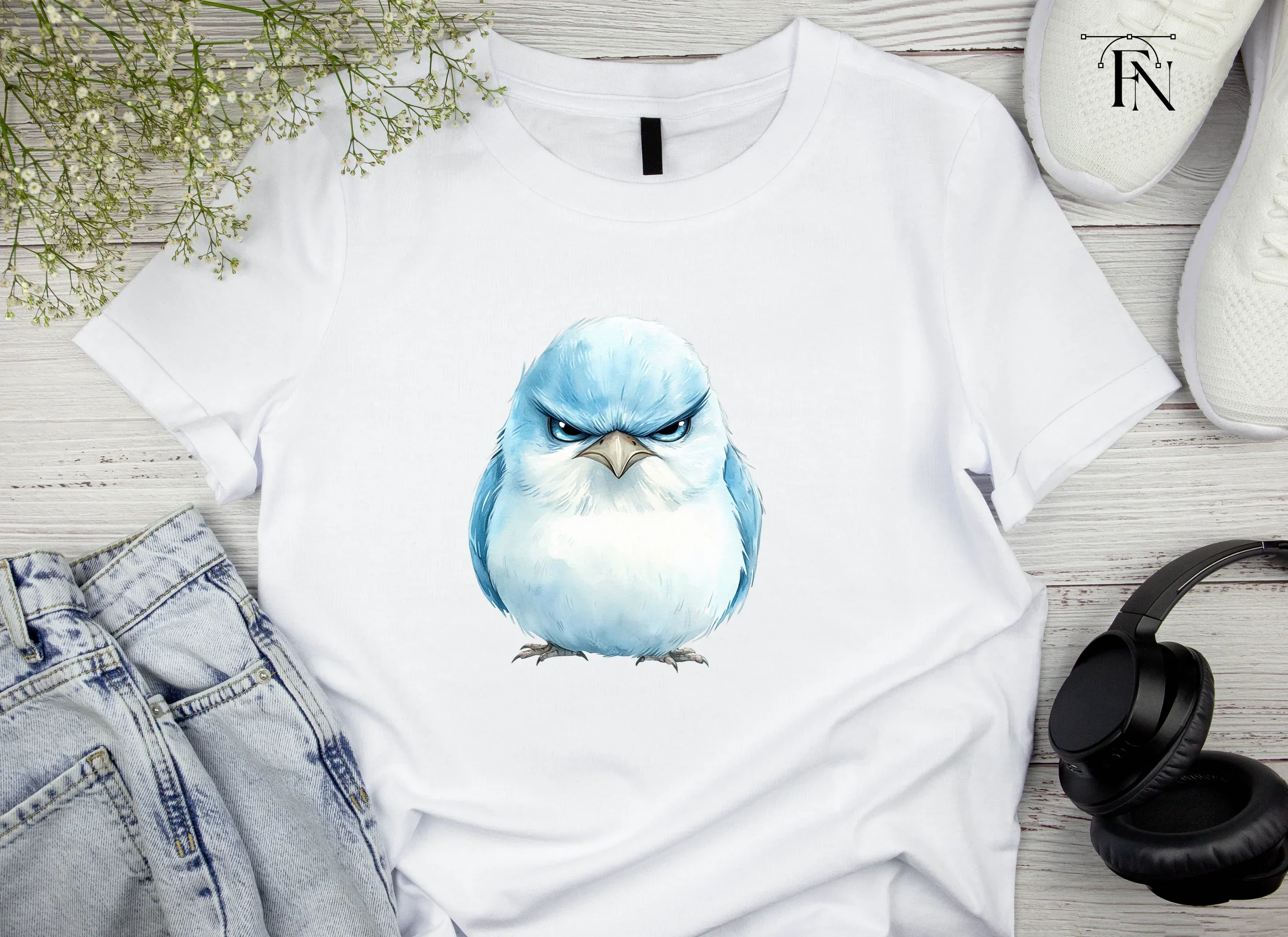 Angry Blue Bird Illustration Clipart Bundle - Image 4