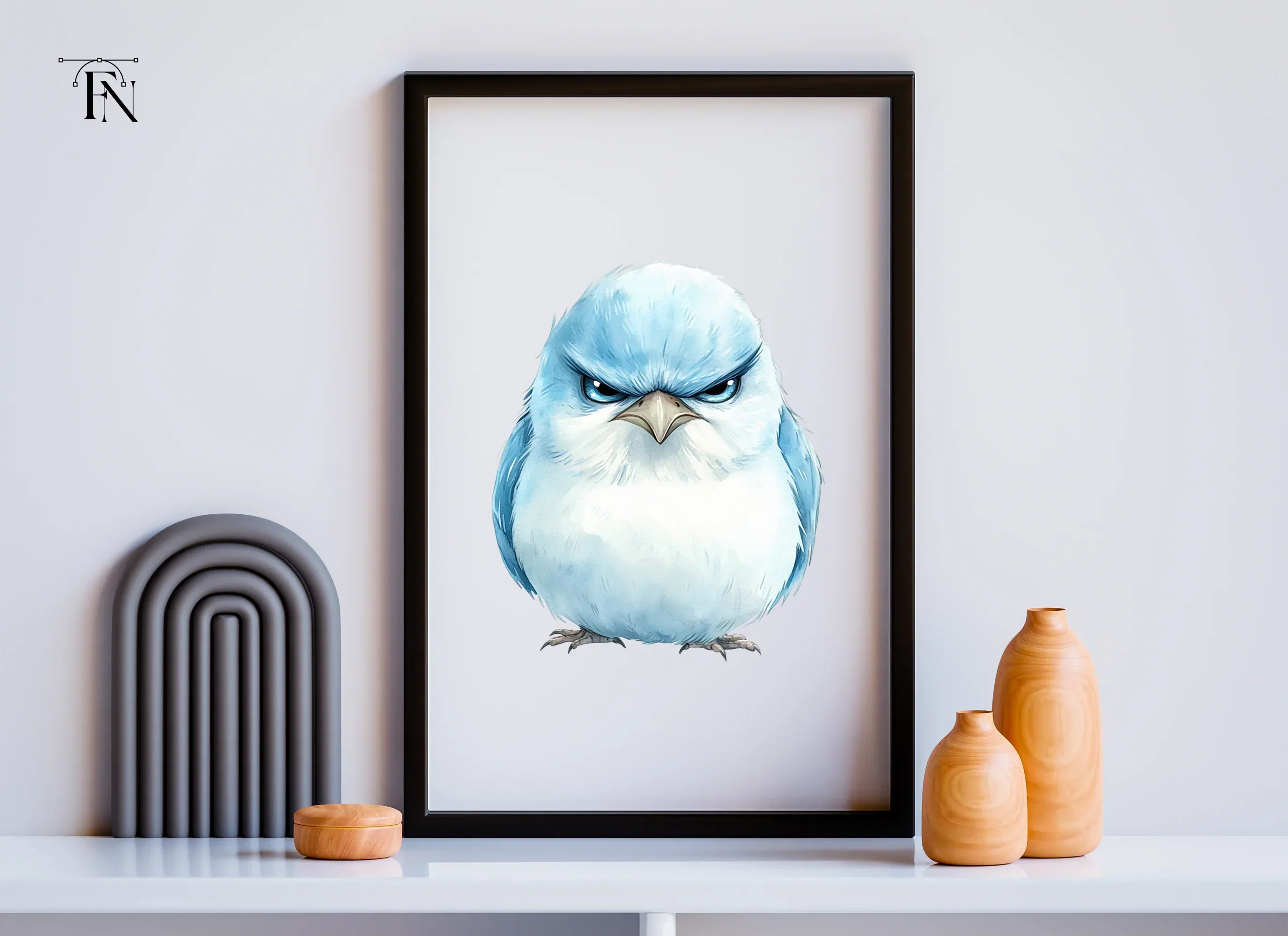 Angry Blue Bird Illustration Clipart Bundle - Image 6