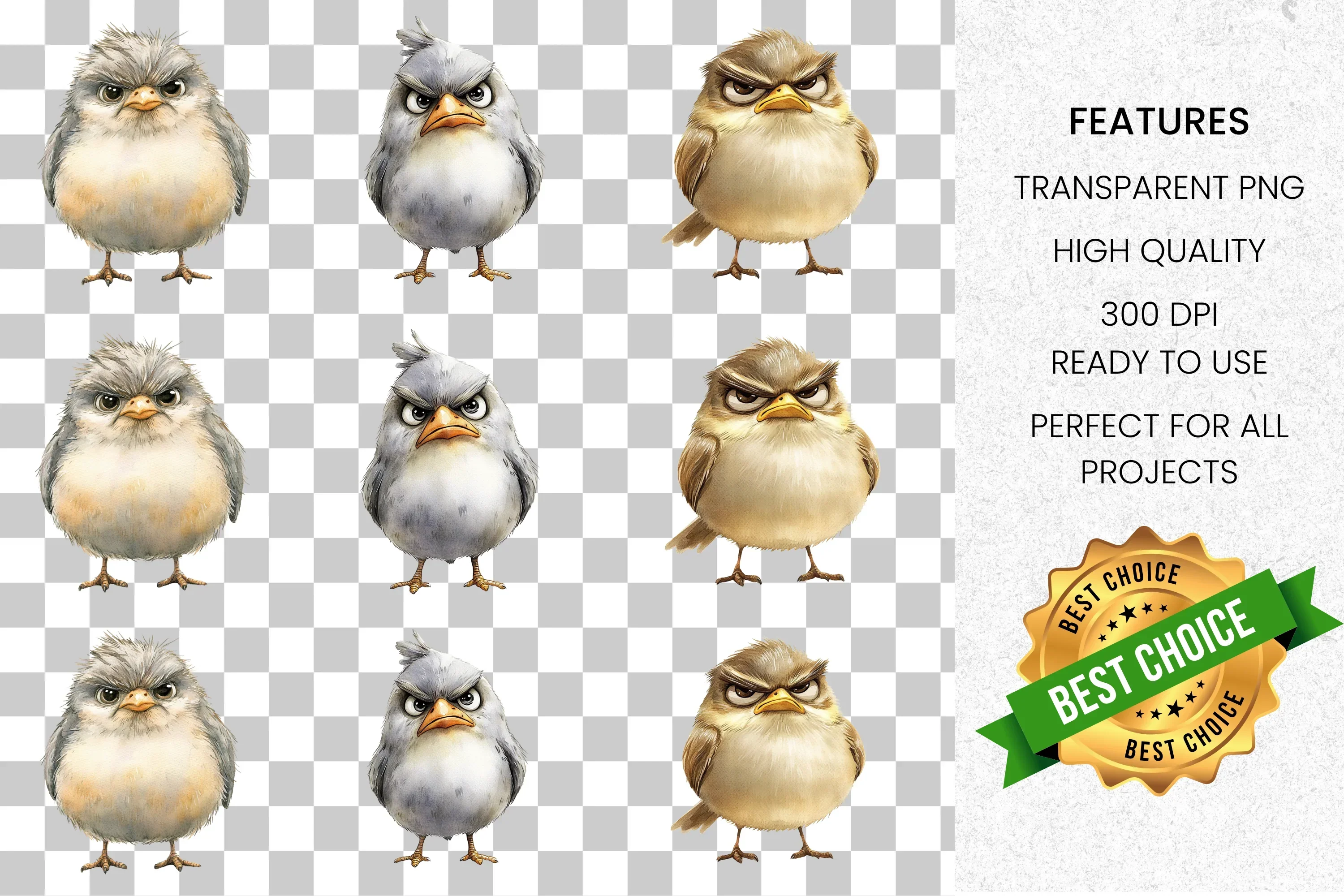 Angry Cartoon Bird Clipart Bundle - Image 2