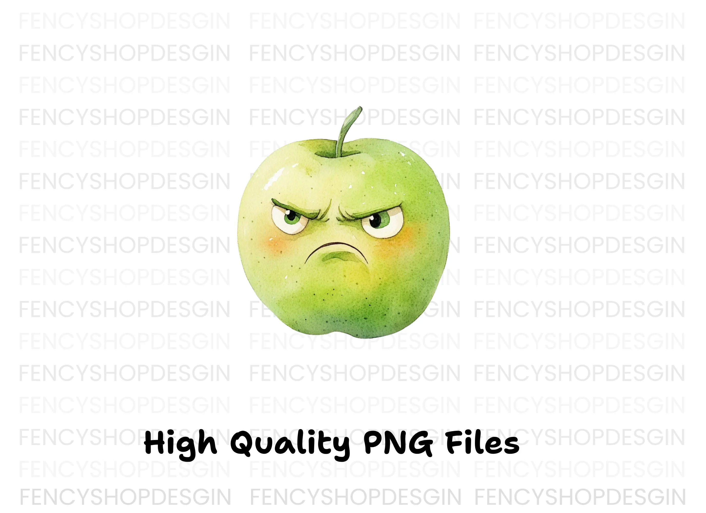 Angry Green Apple Cartoon Clipart Bundle - Image 3