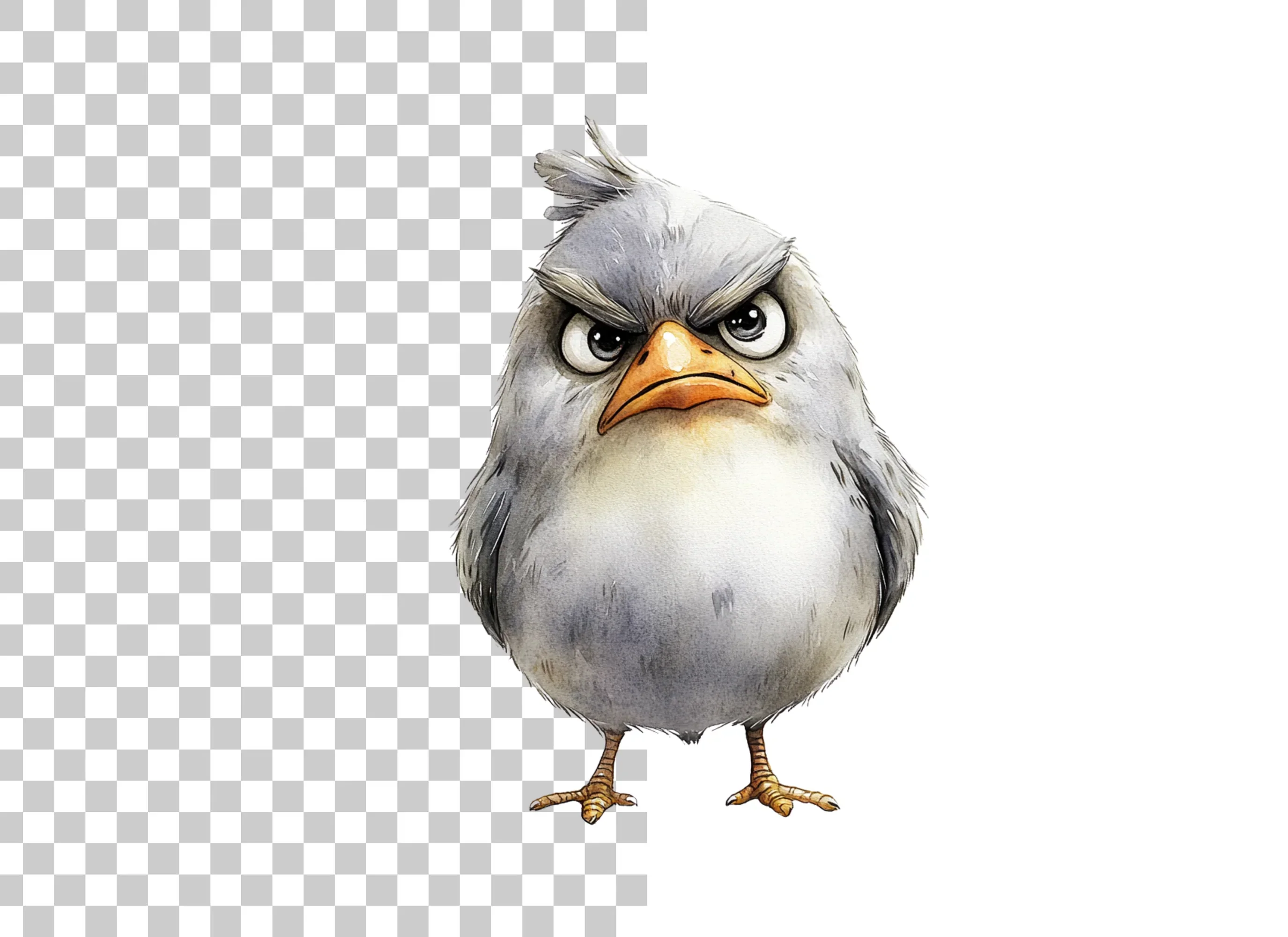 Angry Grey Bird Cartoon Clipart Bundle - Image 2
