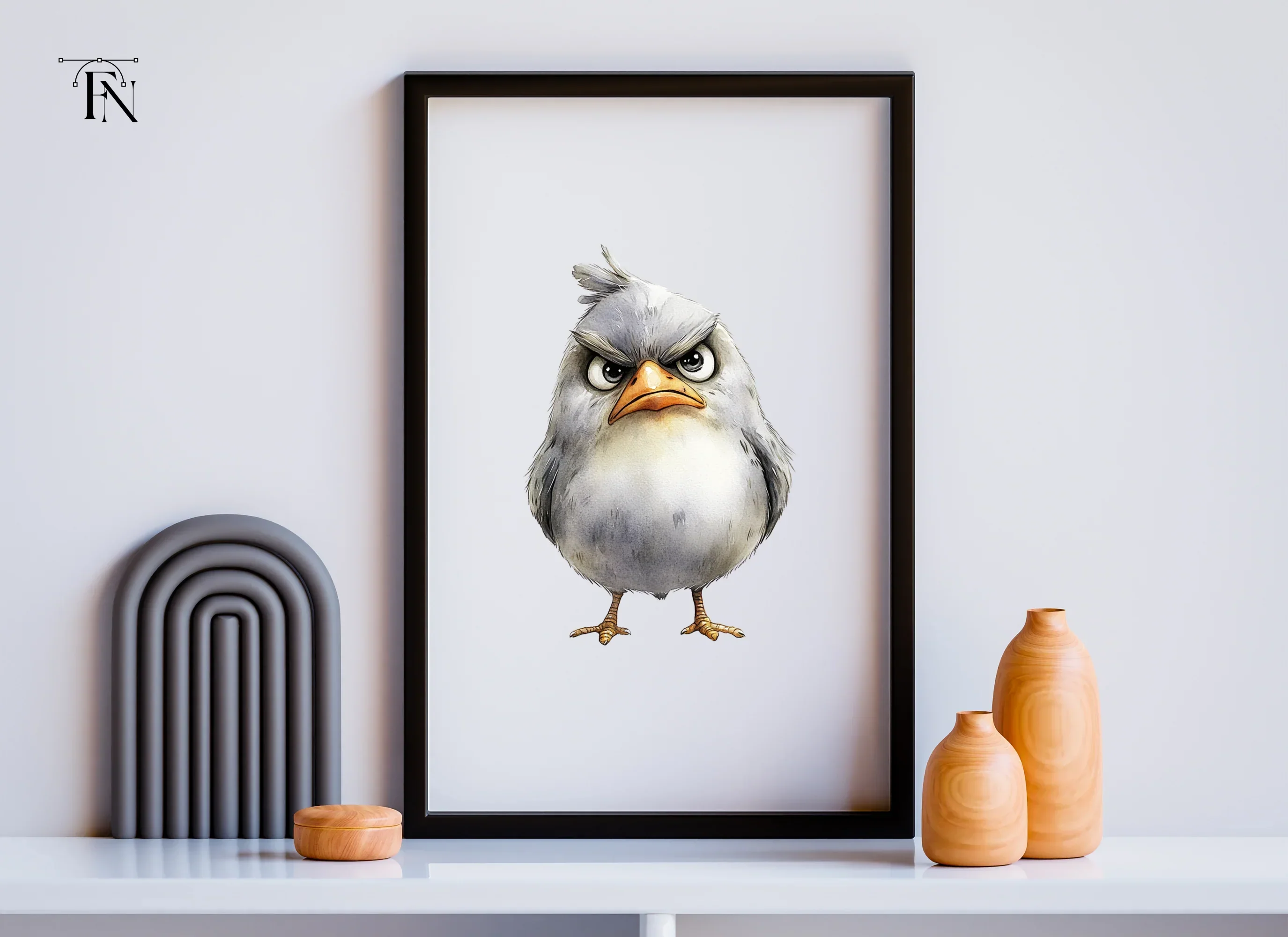 Angry Grey Bird Cartoon Clipart Bundle - Image 6