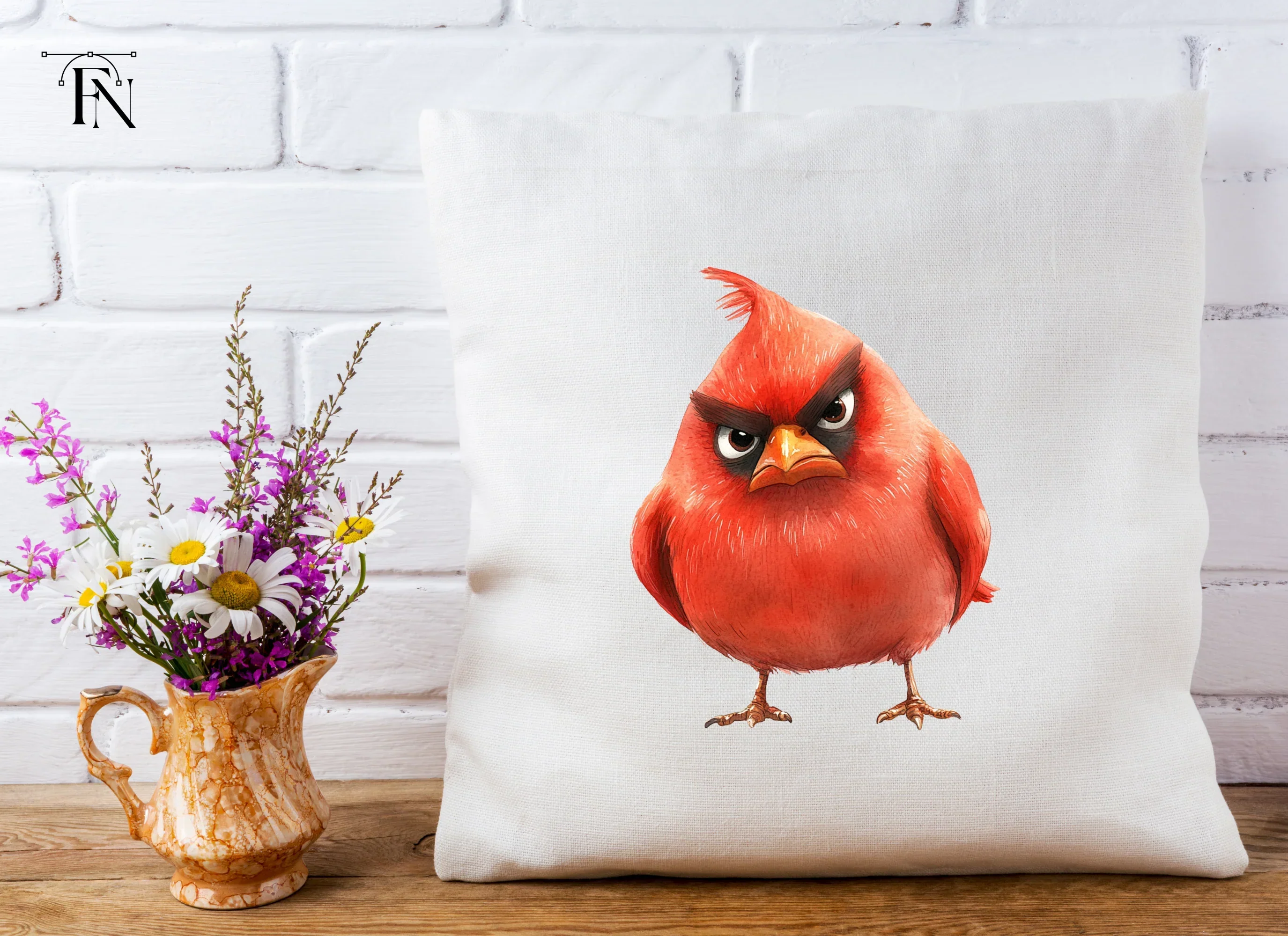Angry Red Cardinal Bird Clipart Bundle - Image 4