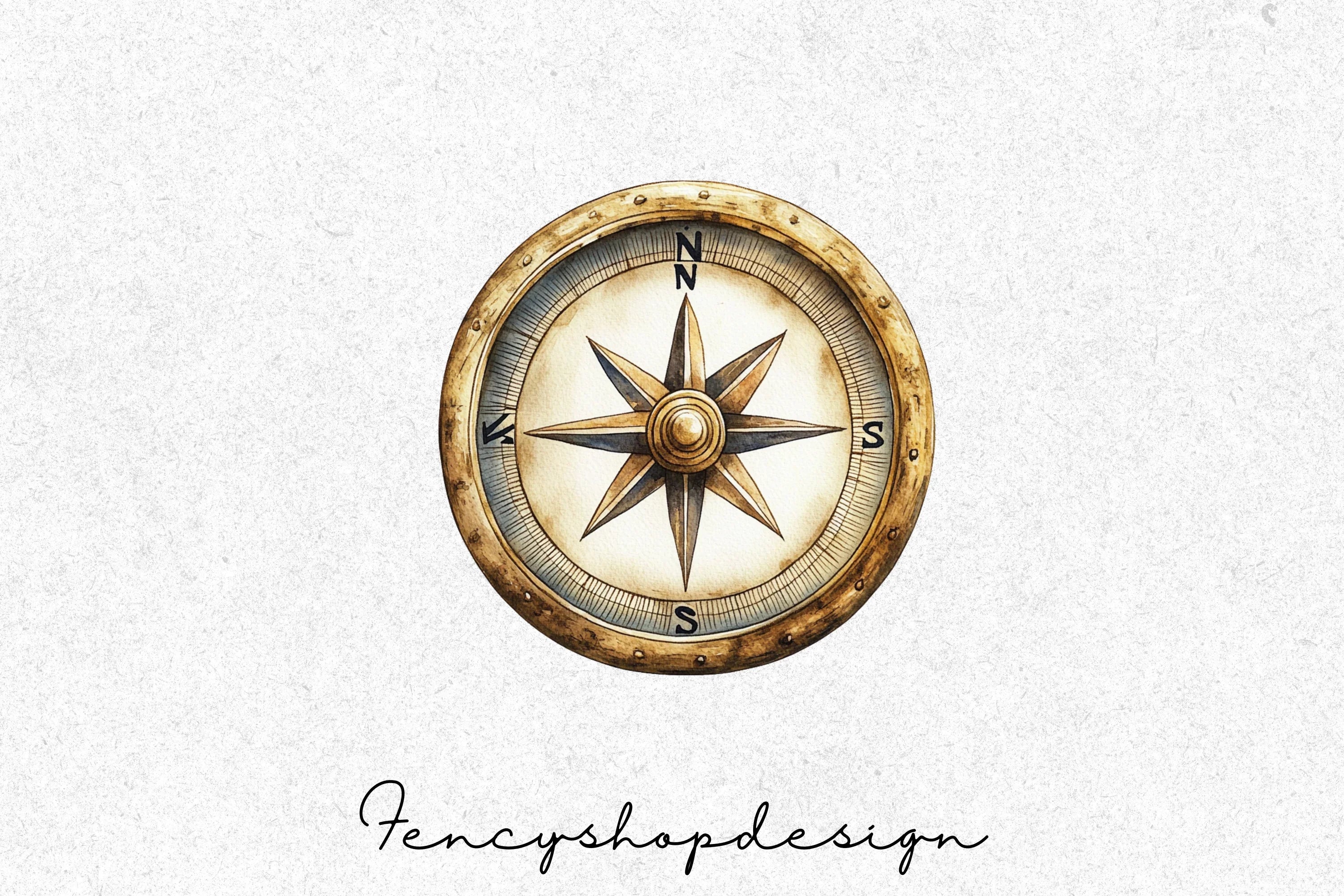 Antique Compass Nautical Clipart Bundle - Image 8