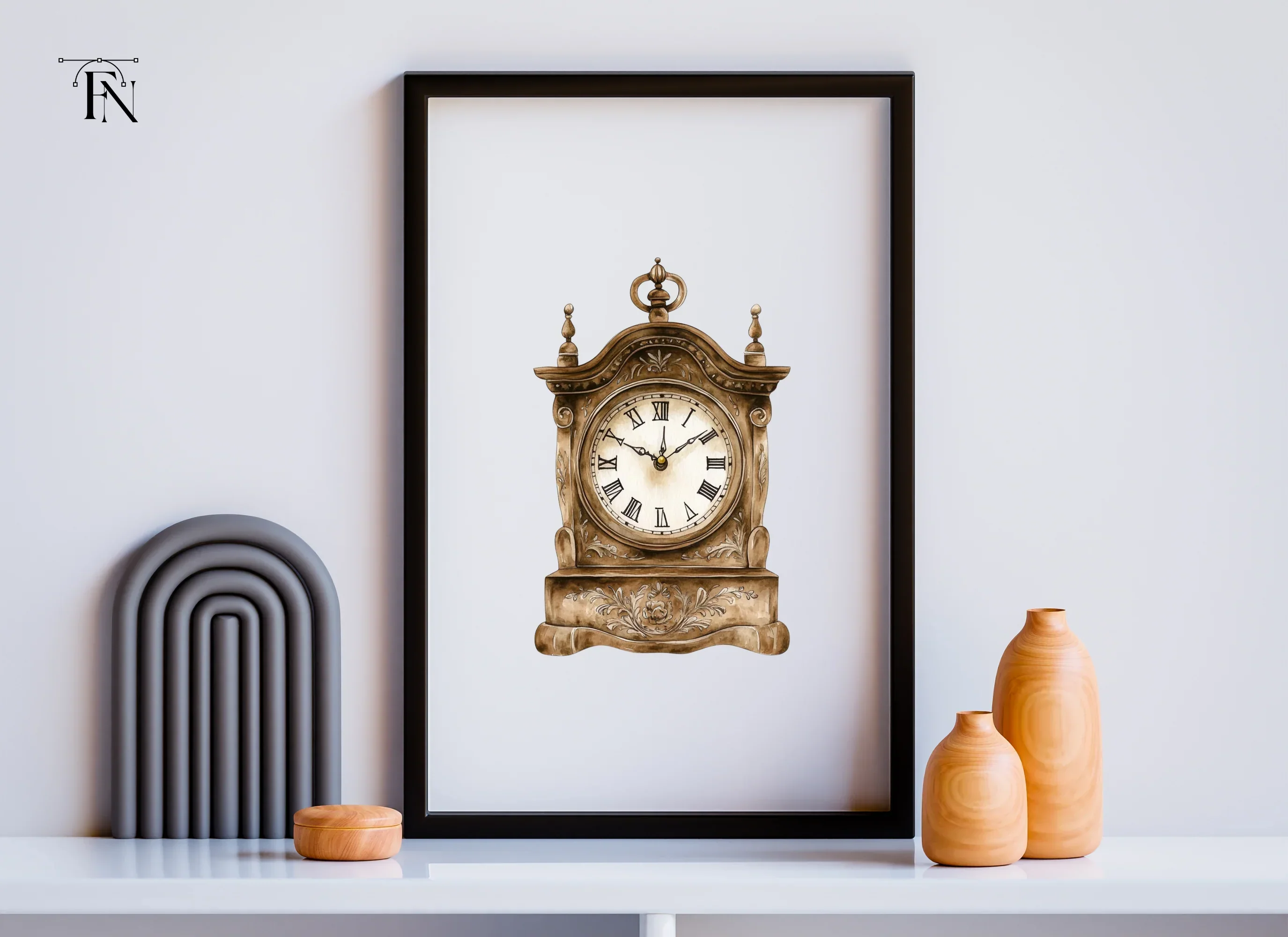 Antique Mantel Clock Clipart Bundle - Image 4