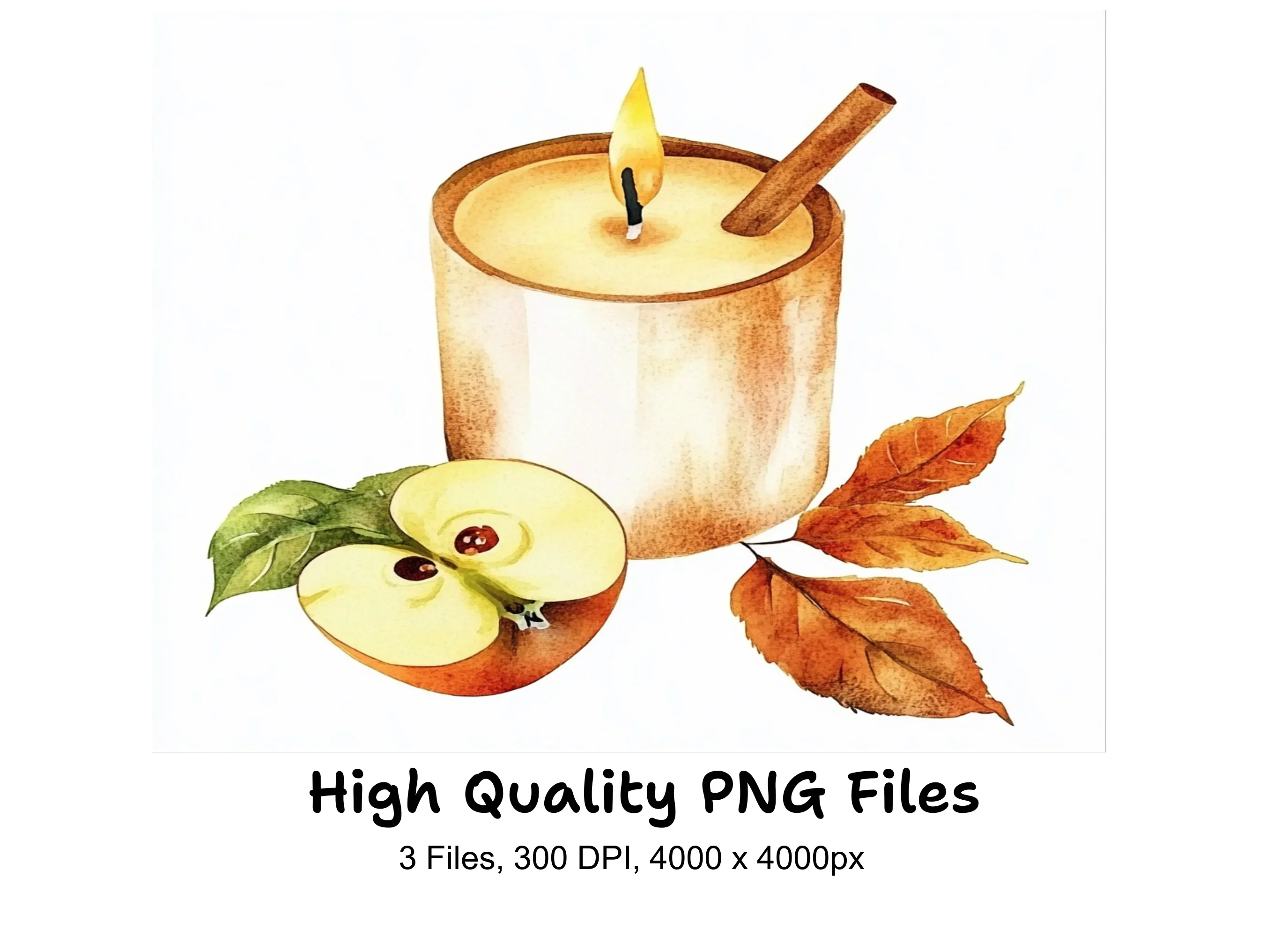 Apple Cinnamon Candle Clipart Bundle