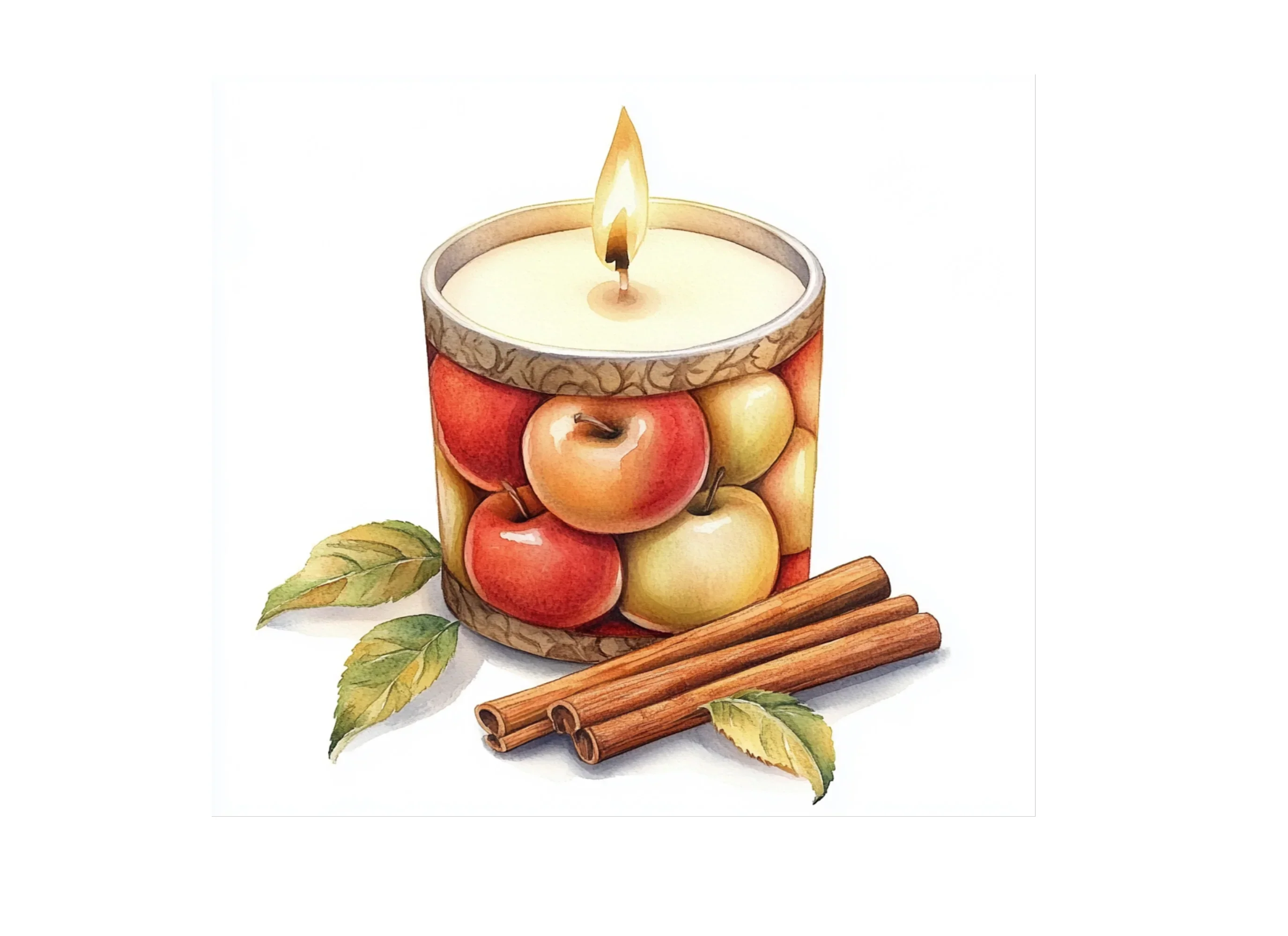 Apple Cinnamon Candle Clipart Bundle - Image 2
