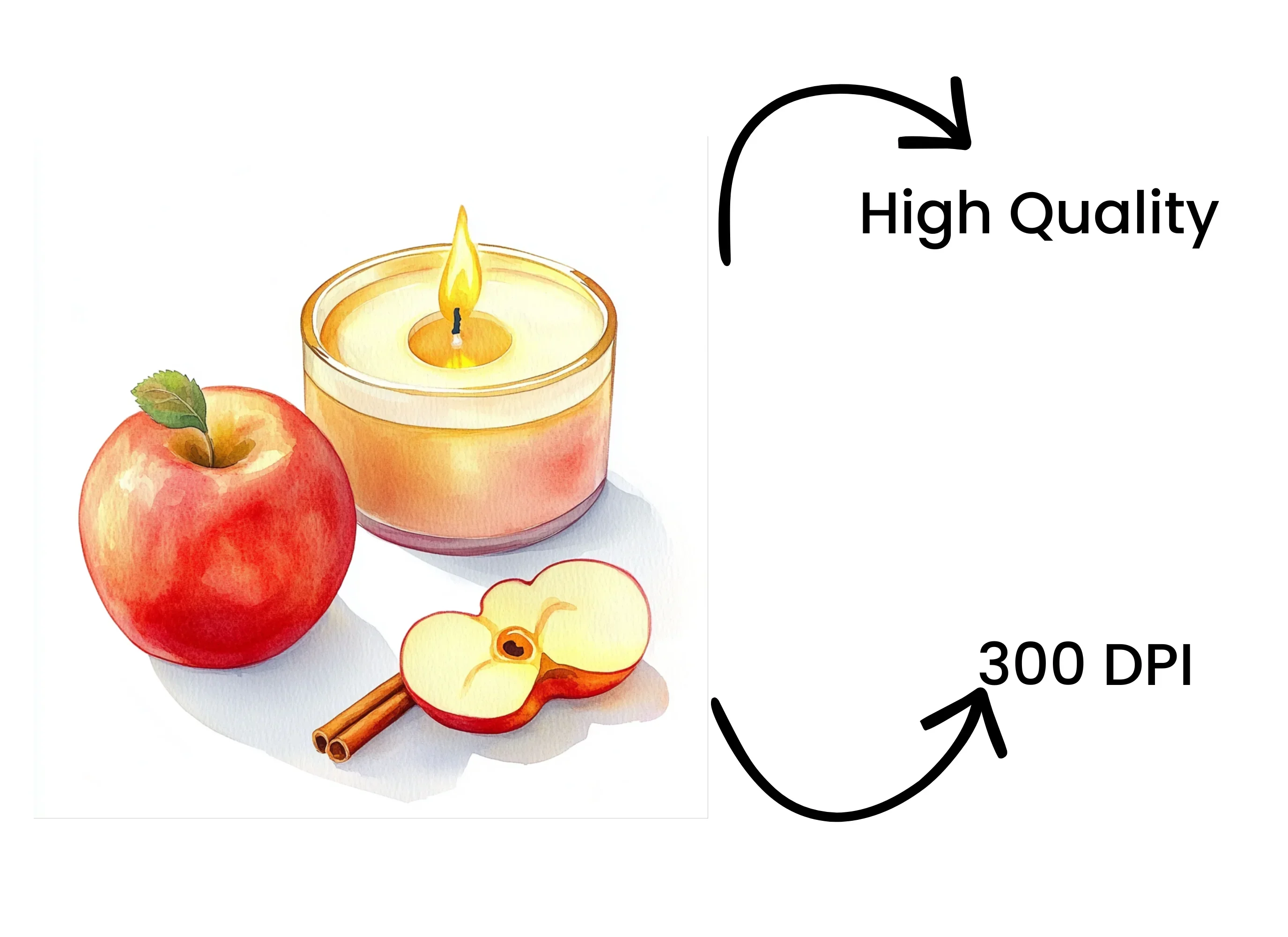 Apple Cinnamon Candle Clipart Bundle - Image 4