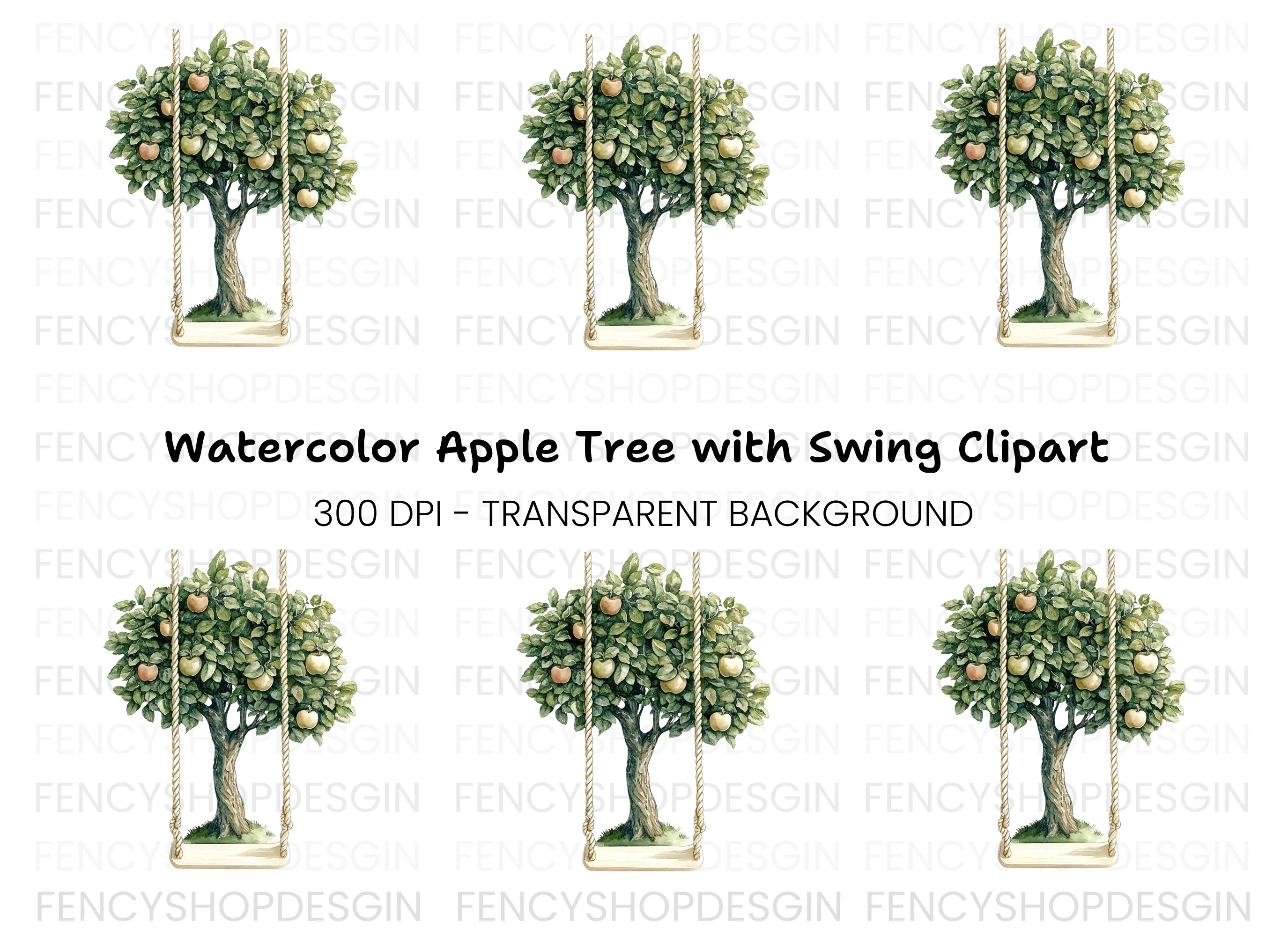 Apple Tree Swing Clipart Bundle