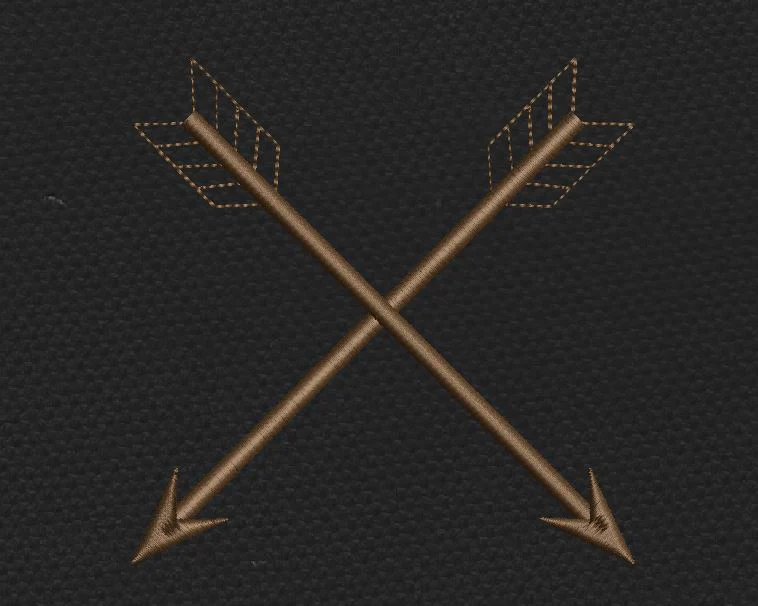 Arrow Cross Bronze Rustic Embroidery Design
