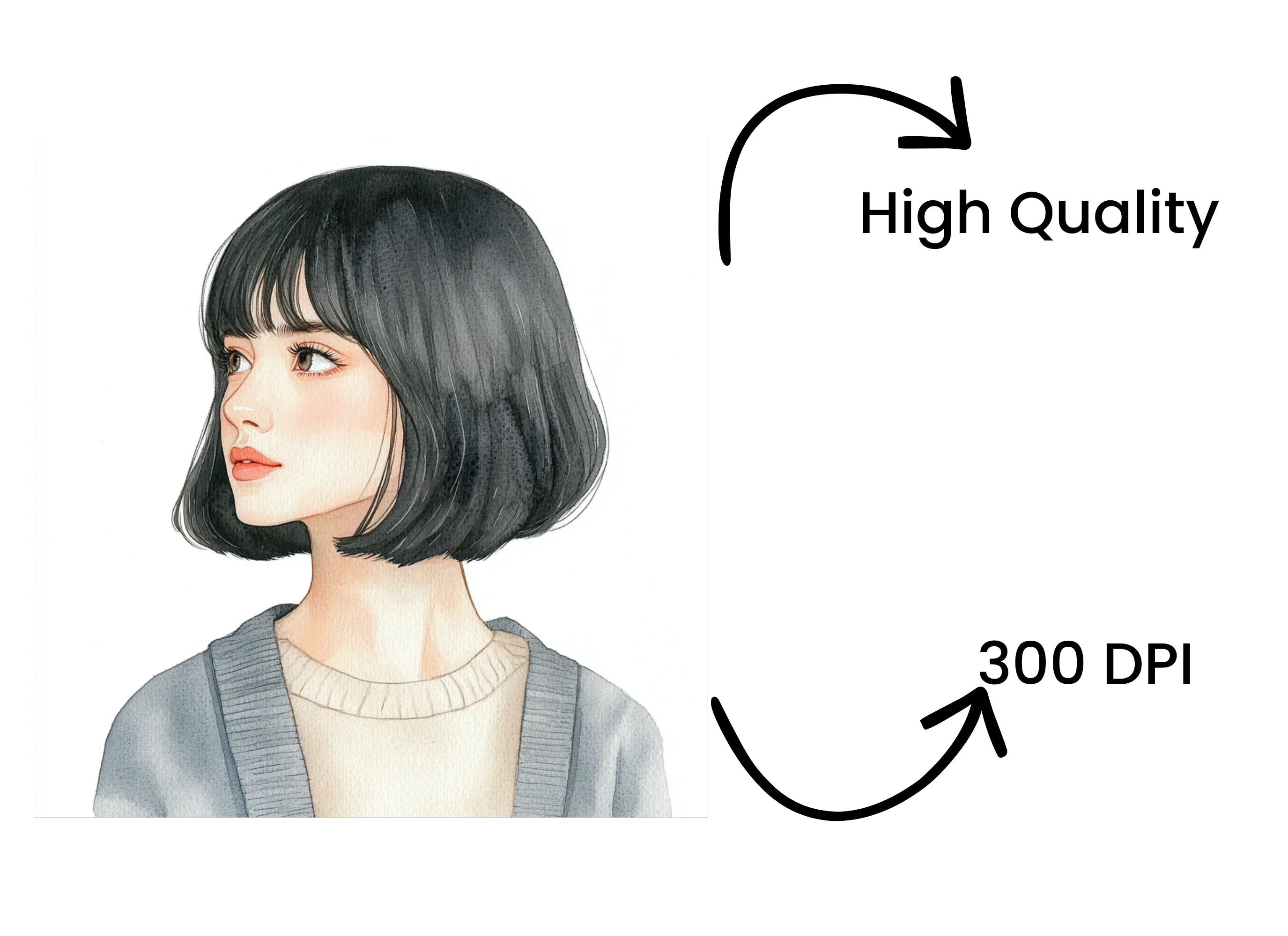 Asian Girl Bob Haircut Clipart Bundle - Image 4