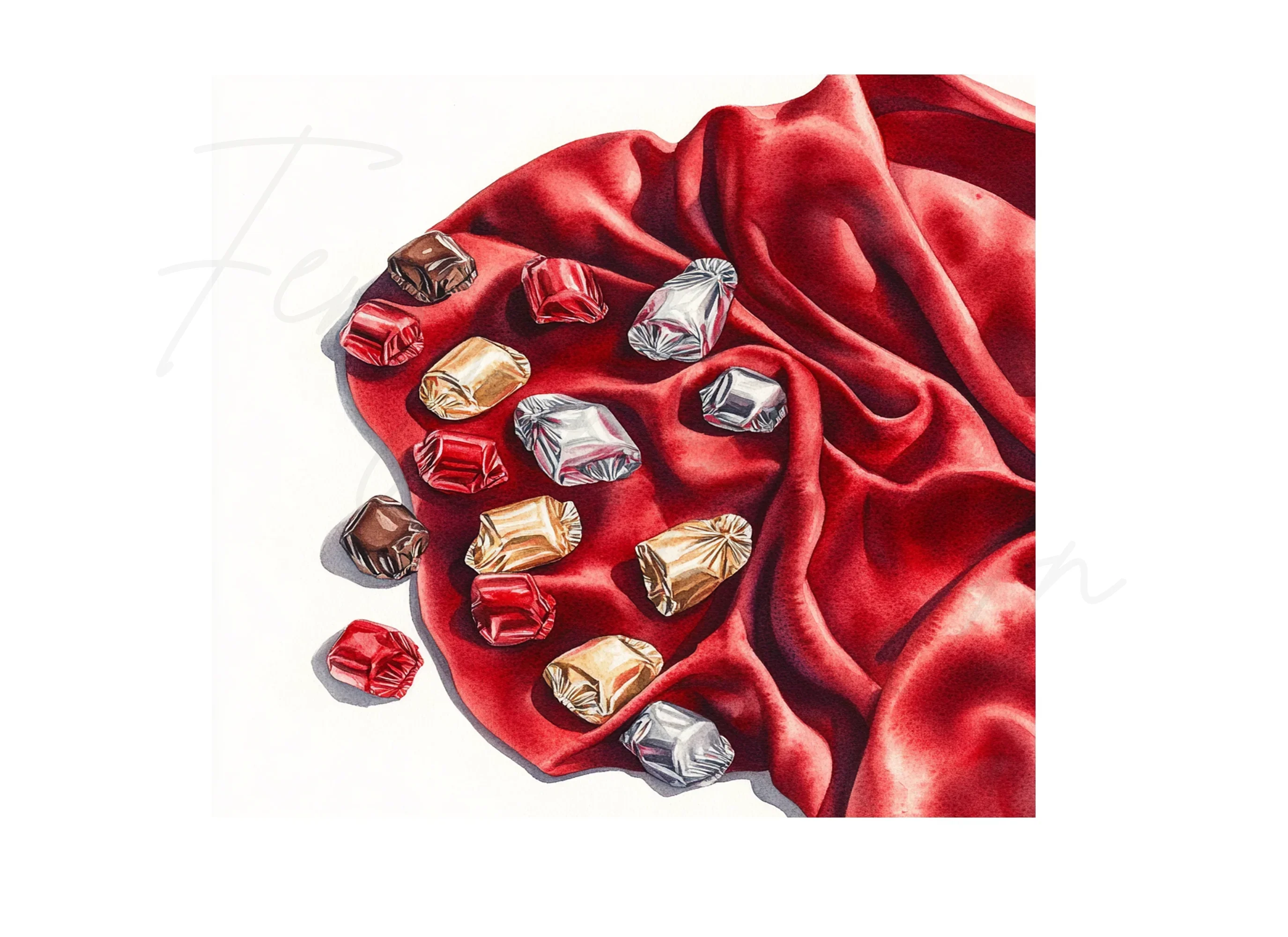 Assorted Chocolates on Red Fabric Clipart Bundle - Image 2
