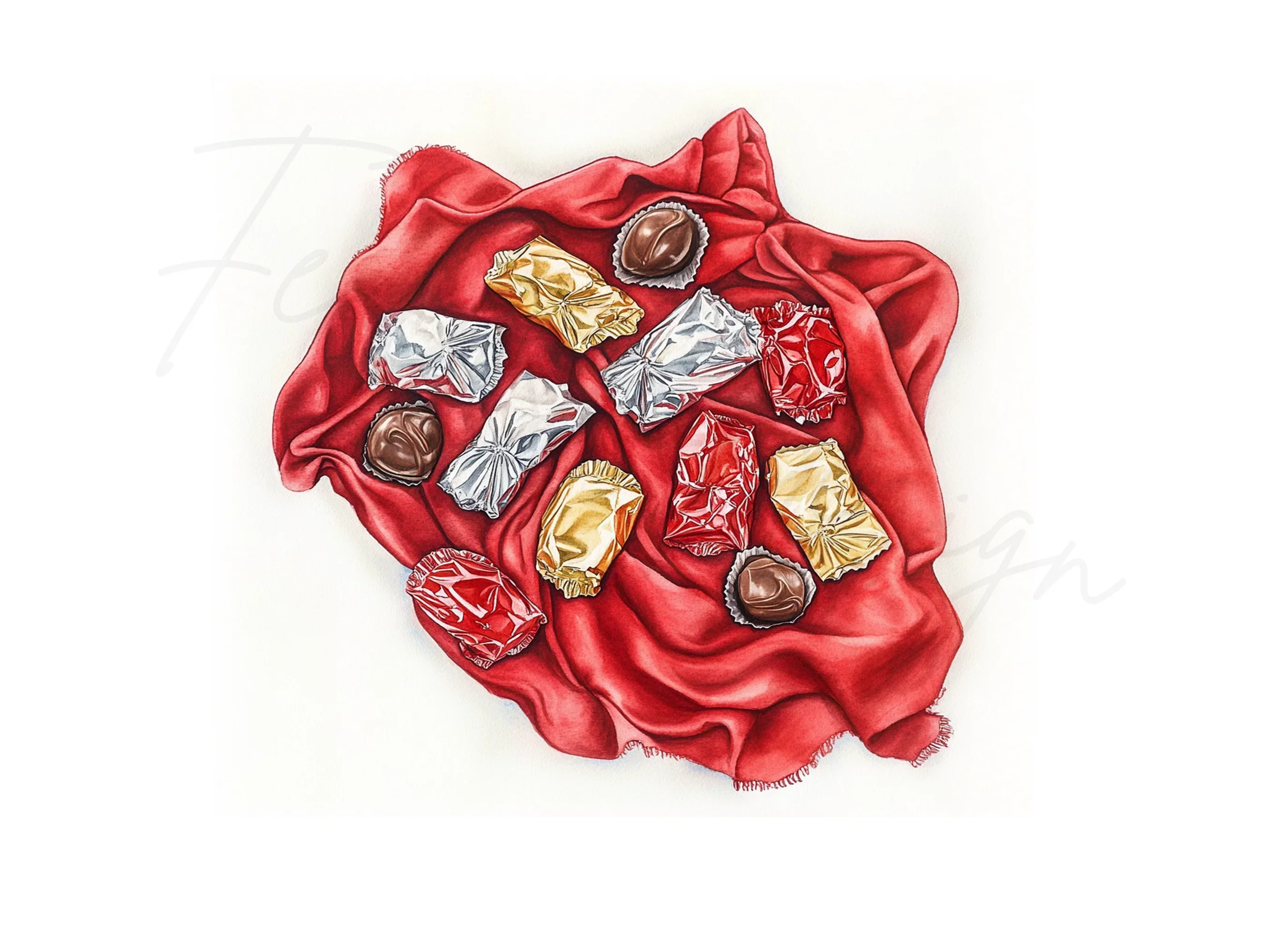 Assorted Chocolates on Red Fabric Clipart Bundle - Image 3