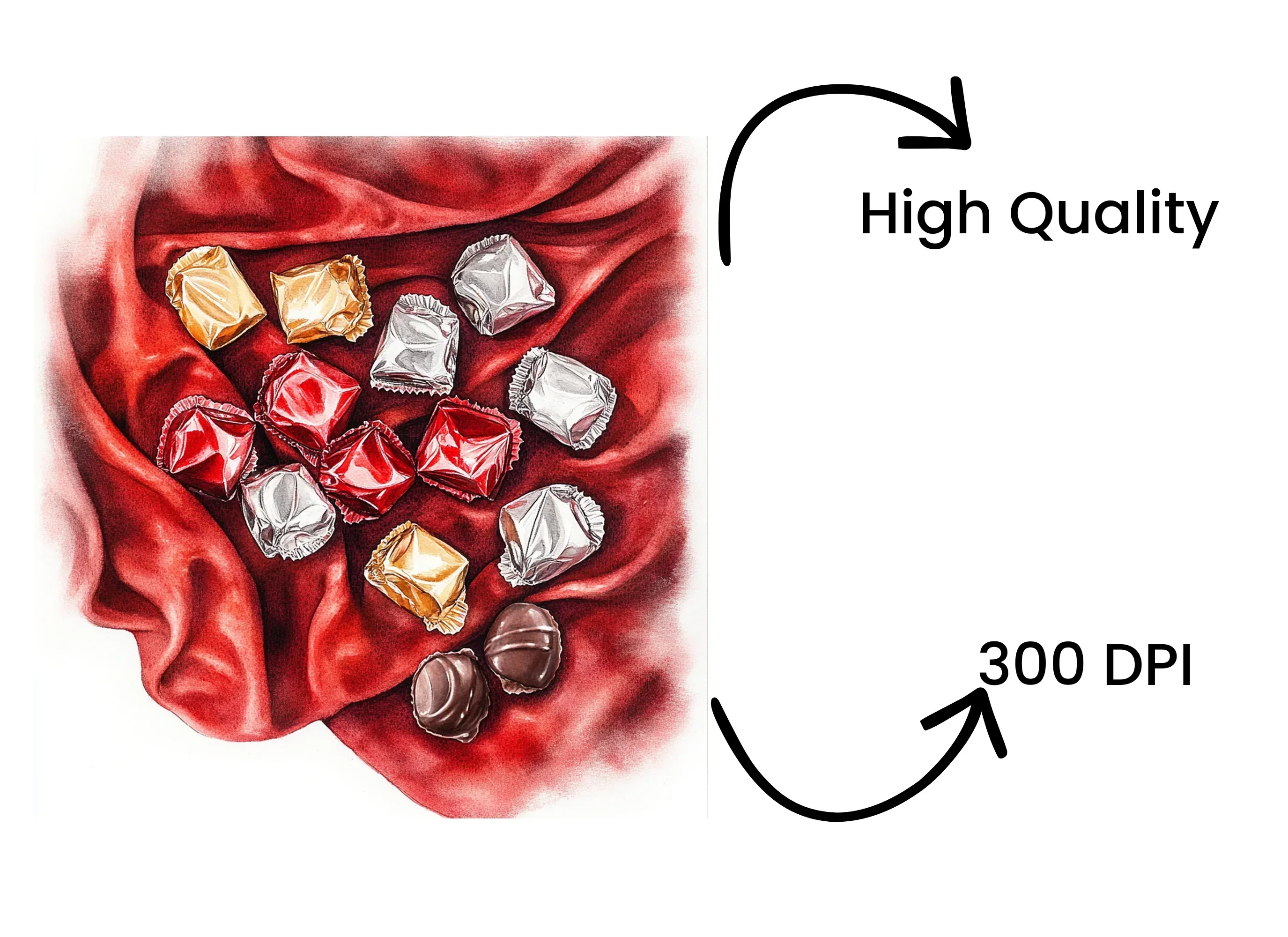 Assorted Chocolates on Red Fabric Clipart Bundle - Image 4