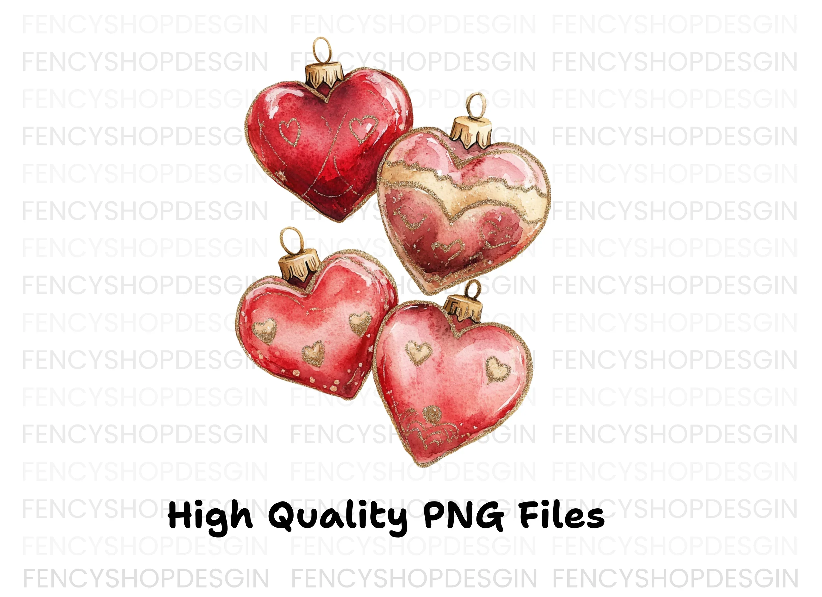 Assorted Heart Ornaments Clipart Bundle - Image 2