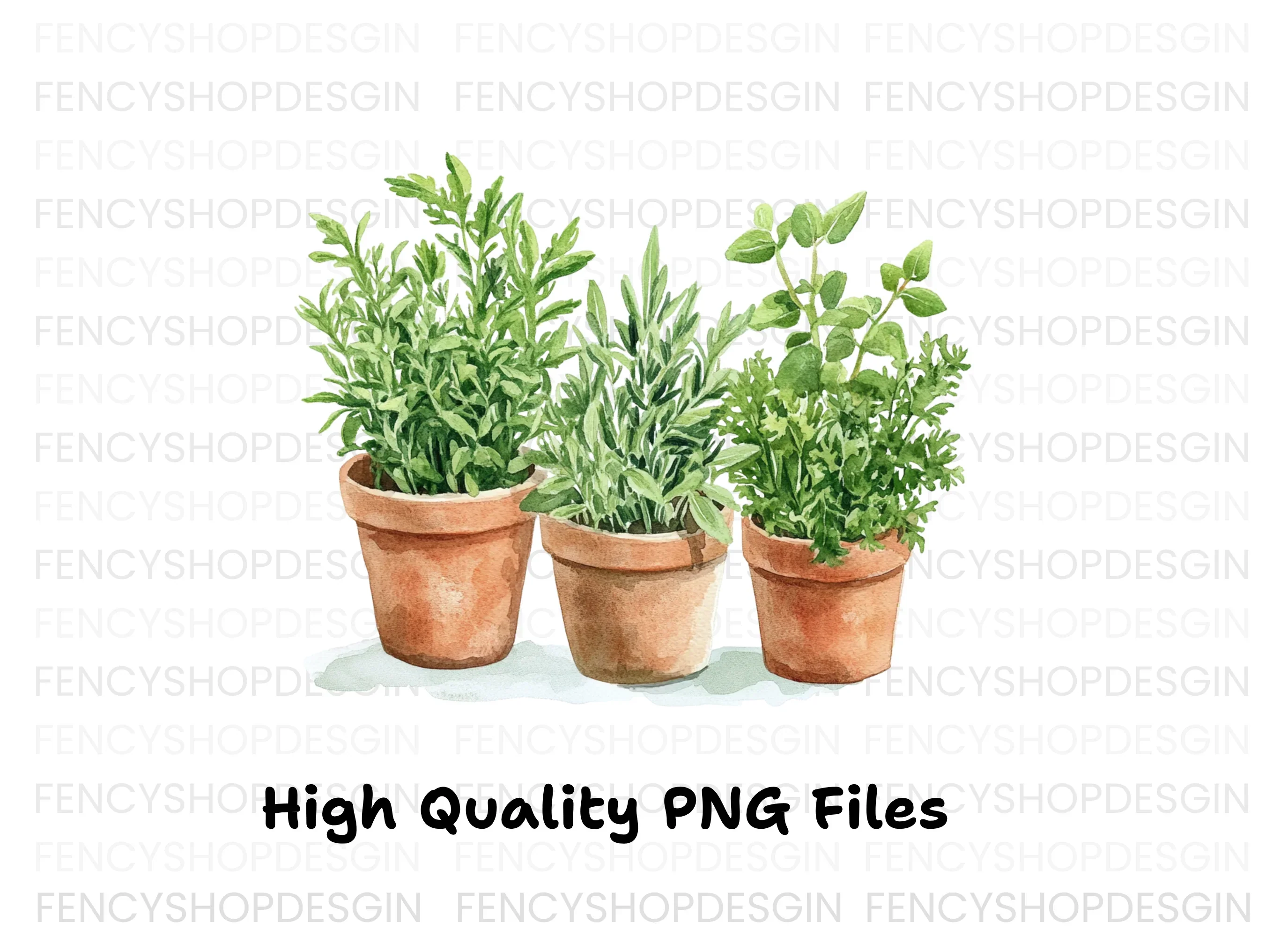Assorted Potted Herbs Clipart Bundle - Image 3