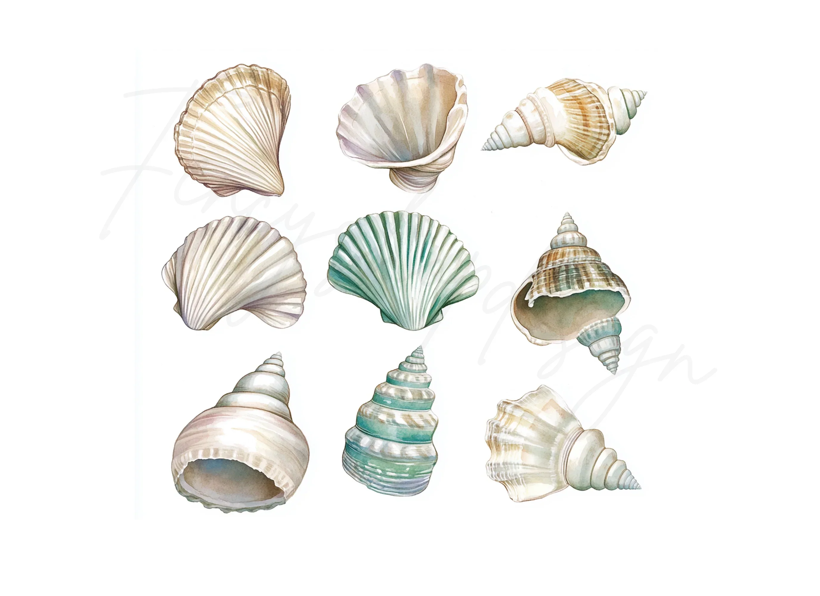 Assorted Seashells Clipart Bundle - Image 2