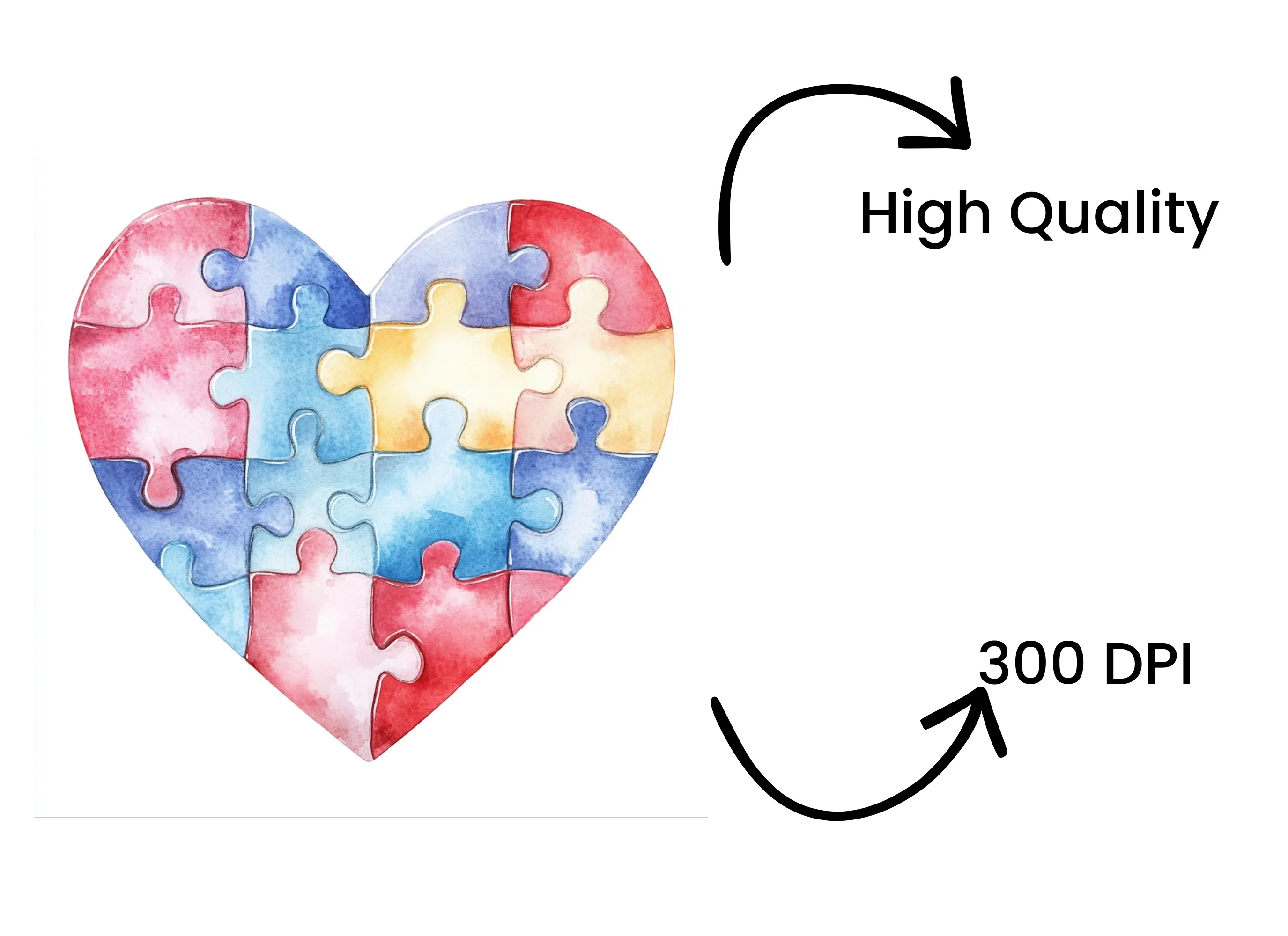 Autism Puzzle Heart Clipart Bundle - Image 4