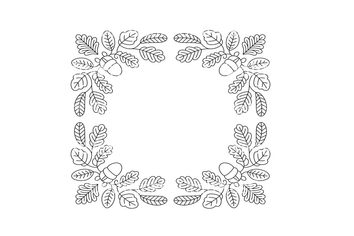 Autumn Acorn and Oak Leaf Frames Coloring Books - Image 2