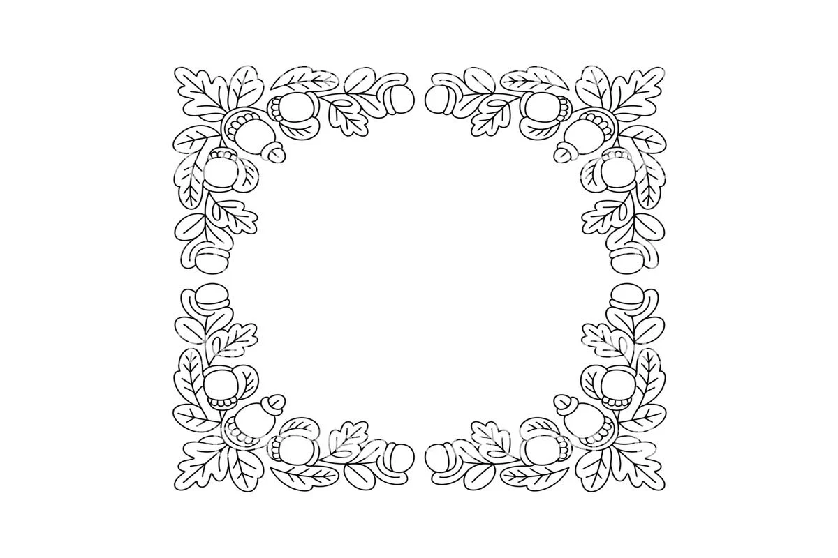 Autumn Acorn and Oak Leaf Frames Coloring Books - Image 3