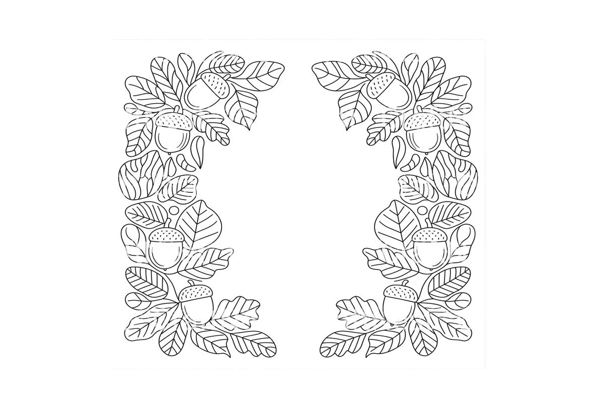Autumn Acorn and Oak Leaf Frames Coloring Books - Image 4