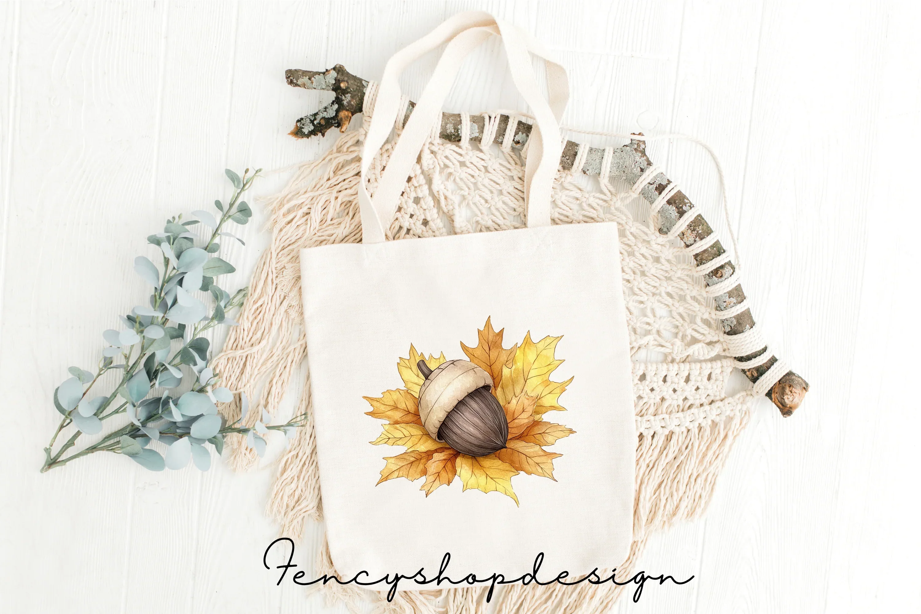 Autumn Acorn Harvest Cozy Drink Clipart Bundle - Image 8
