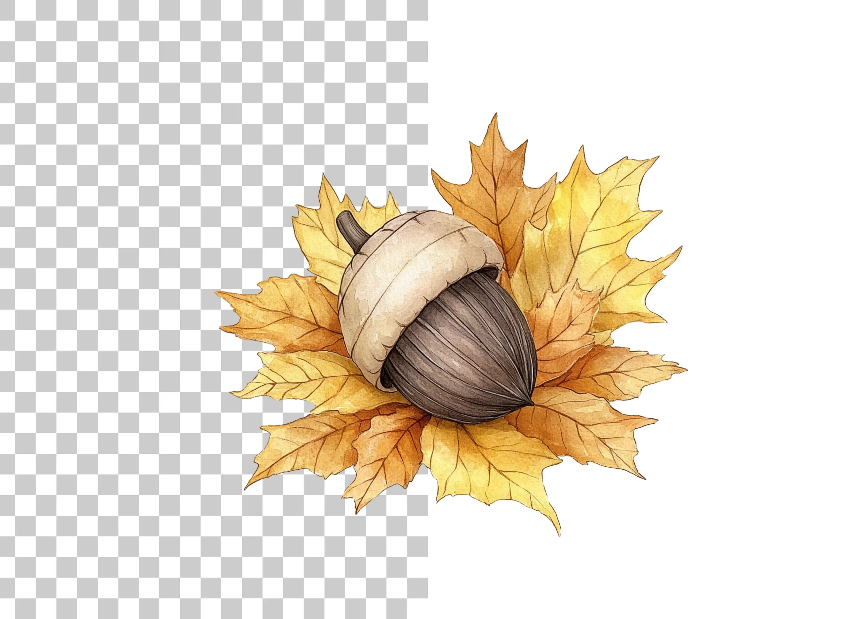 Autumn Acorns and Maple Leaves Clipart Bundle - Image 2
