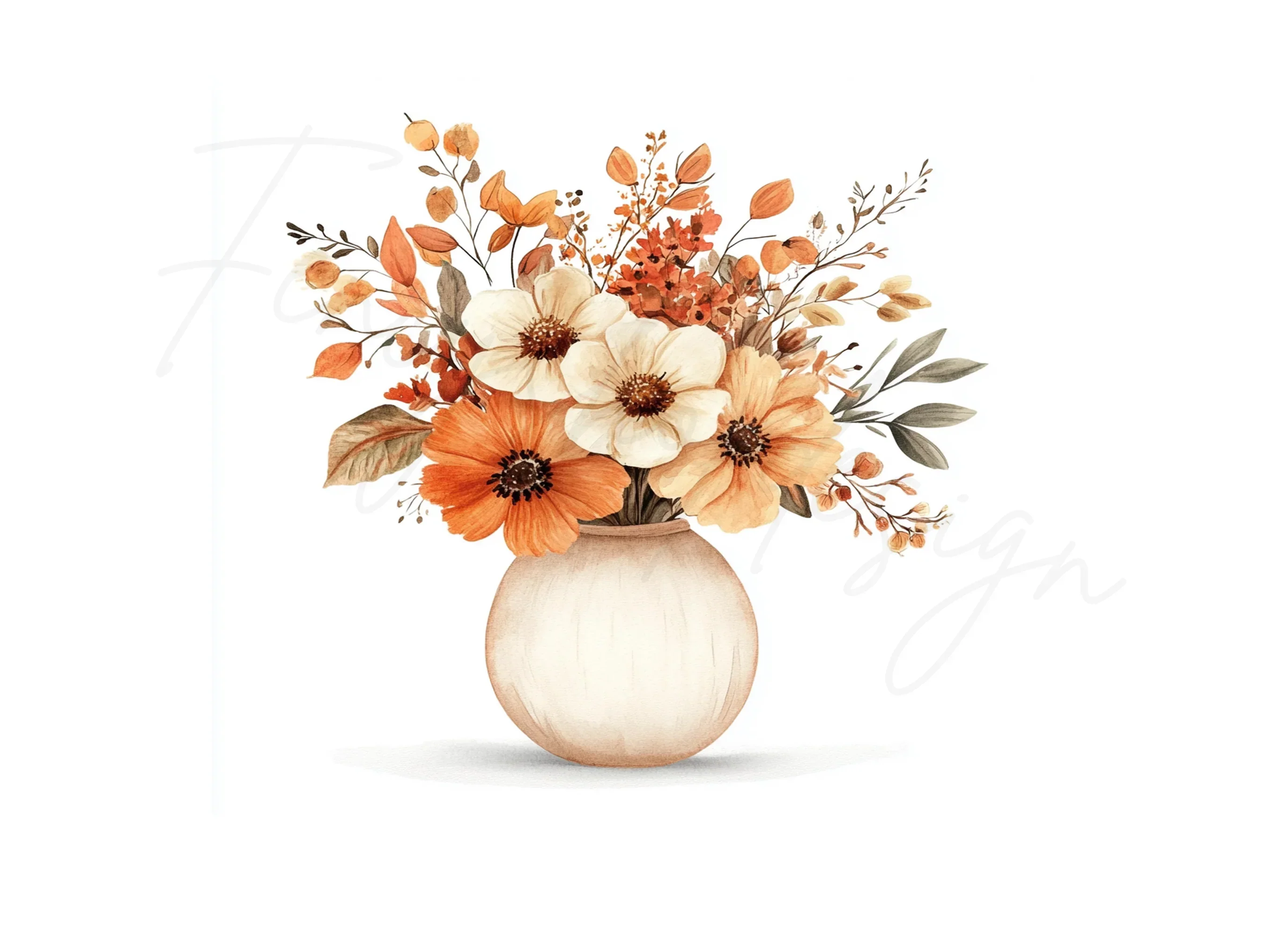 Autumn Boho Floral Vases Clipart Bundle - Image 2