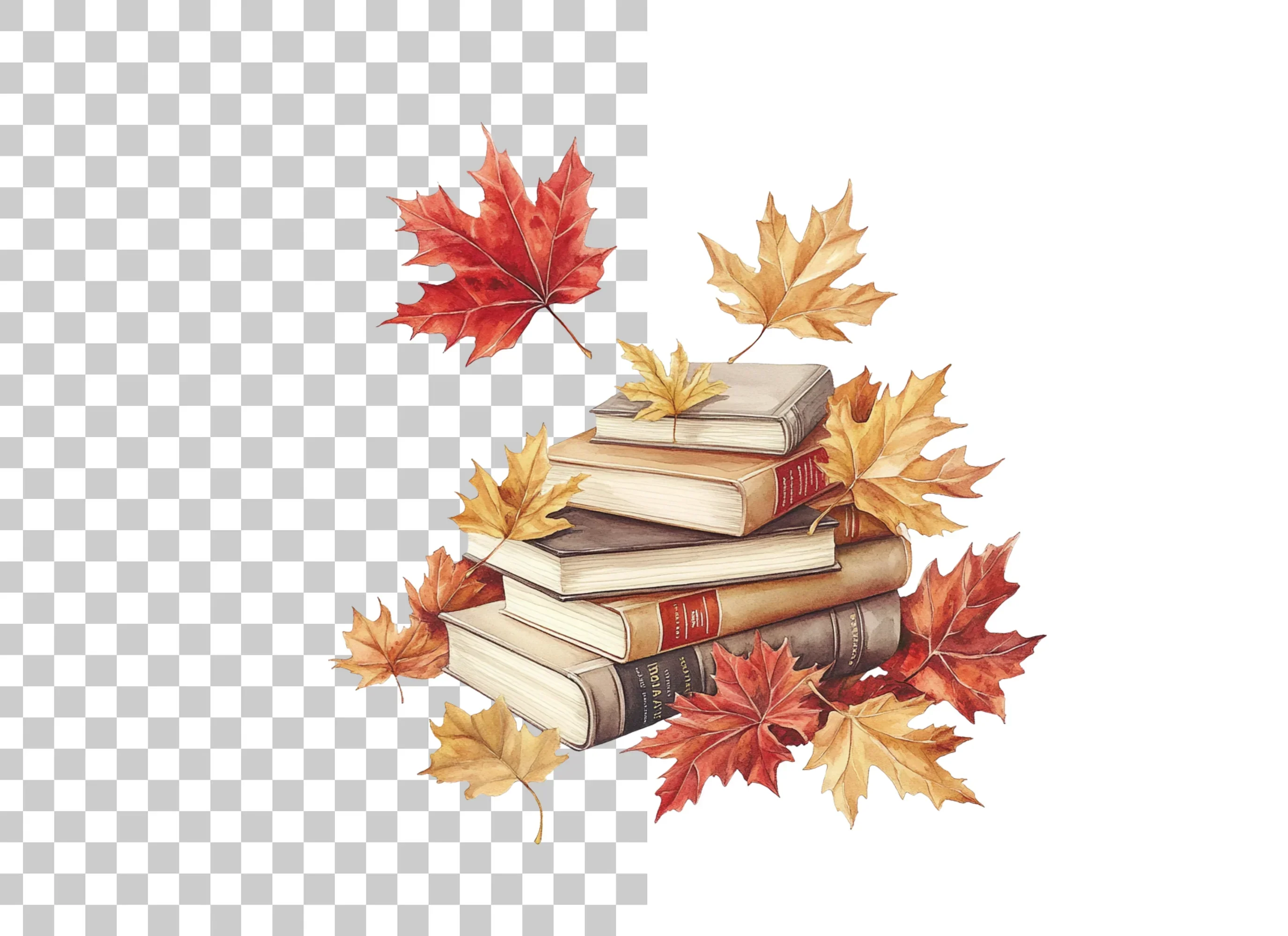 Autumn Books and Leaves Clipart Bundle - Image 3