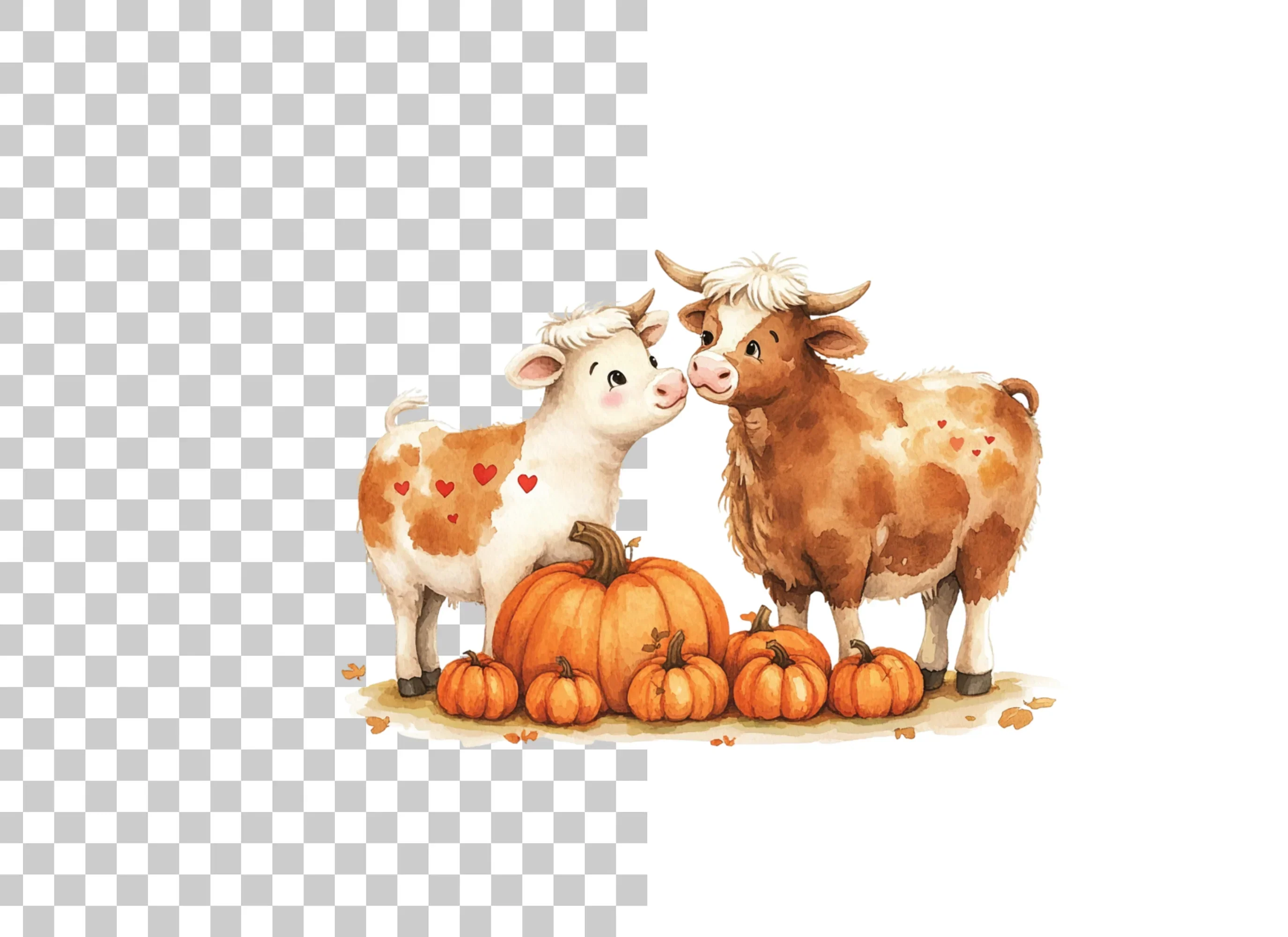 Autumn Cow and Pumpkin Clipart Bundle - Image 2